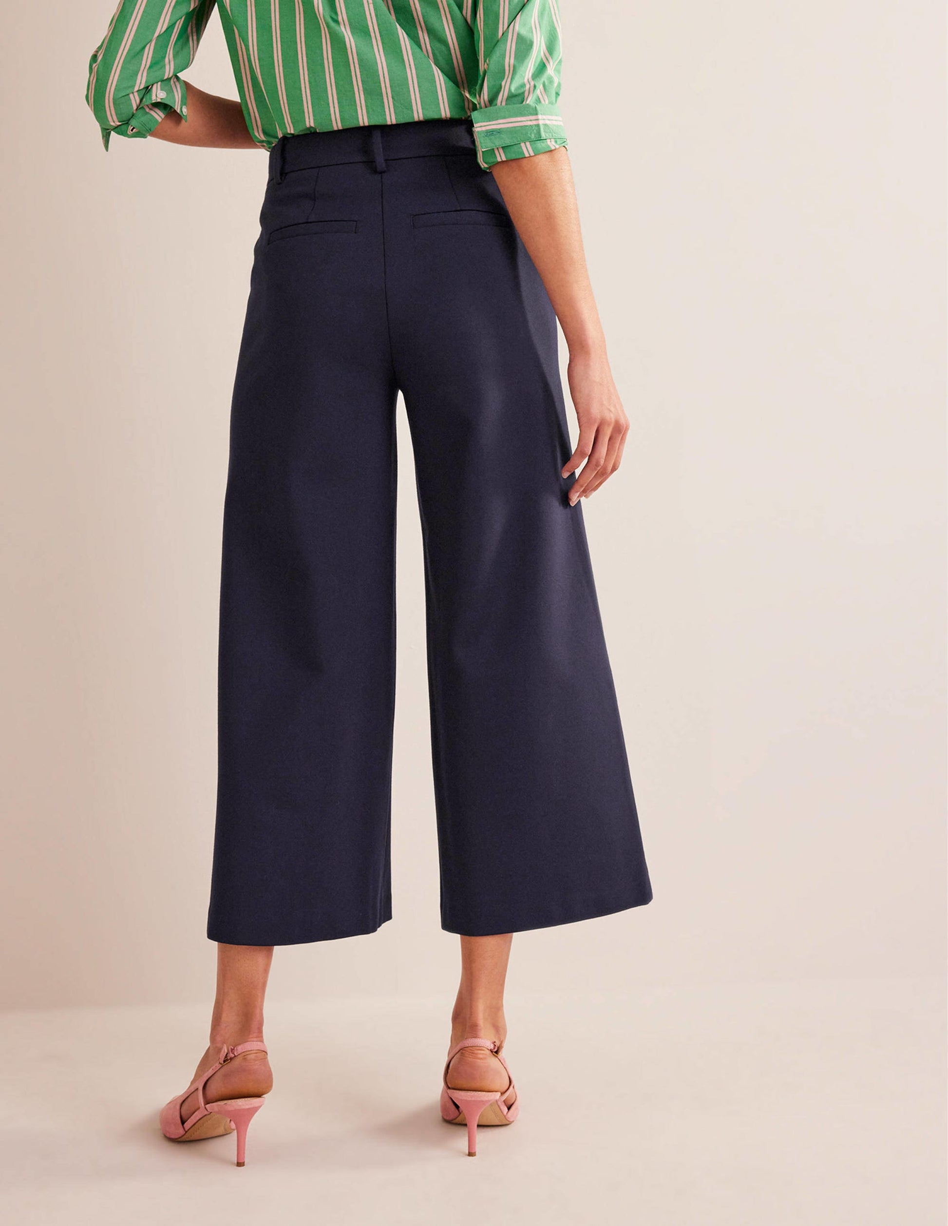 Wide-Leg Ponte Culottes-Navy-3