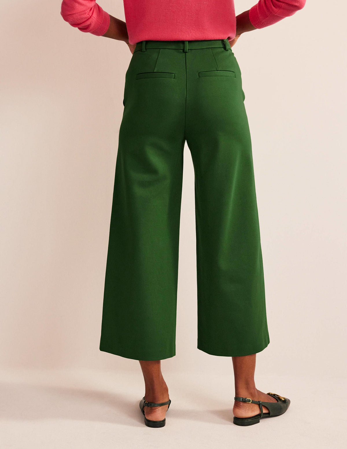 Wide-Leg Ponte Culottes-Winter Green - Image 3