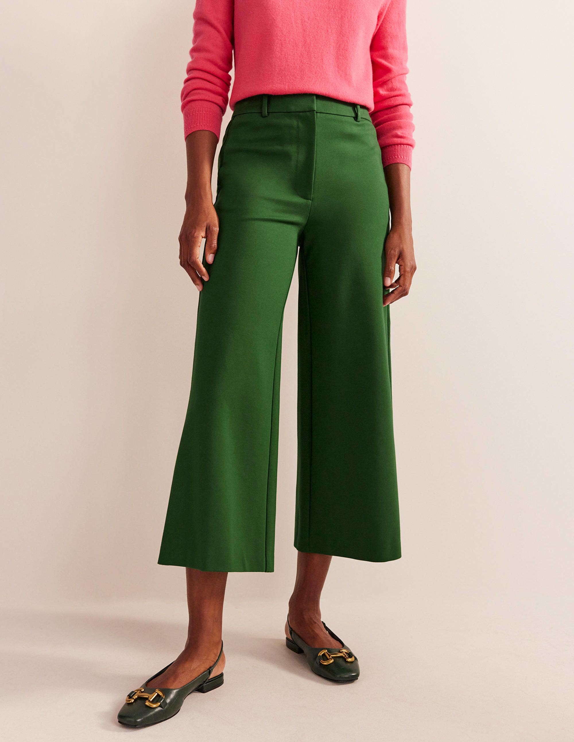 Wide-Leg Ponte Culottes-Winter Green - Image 4