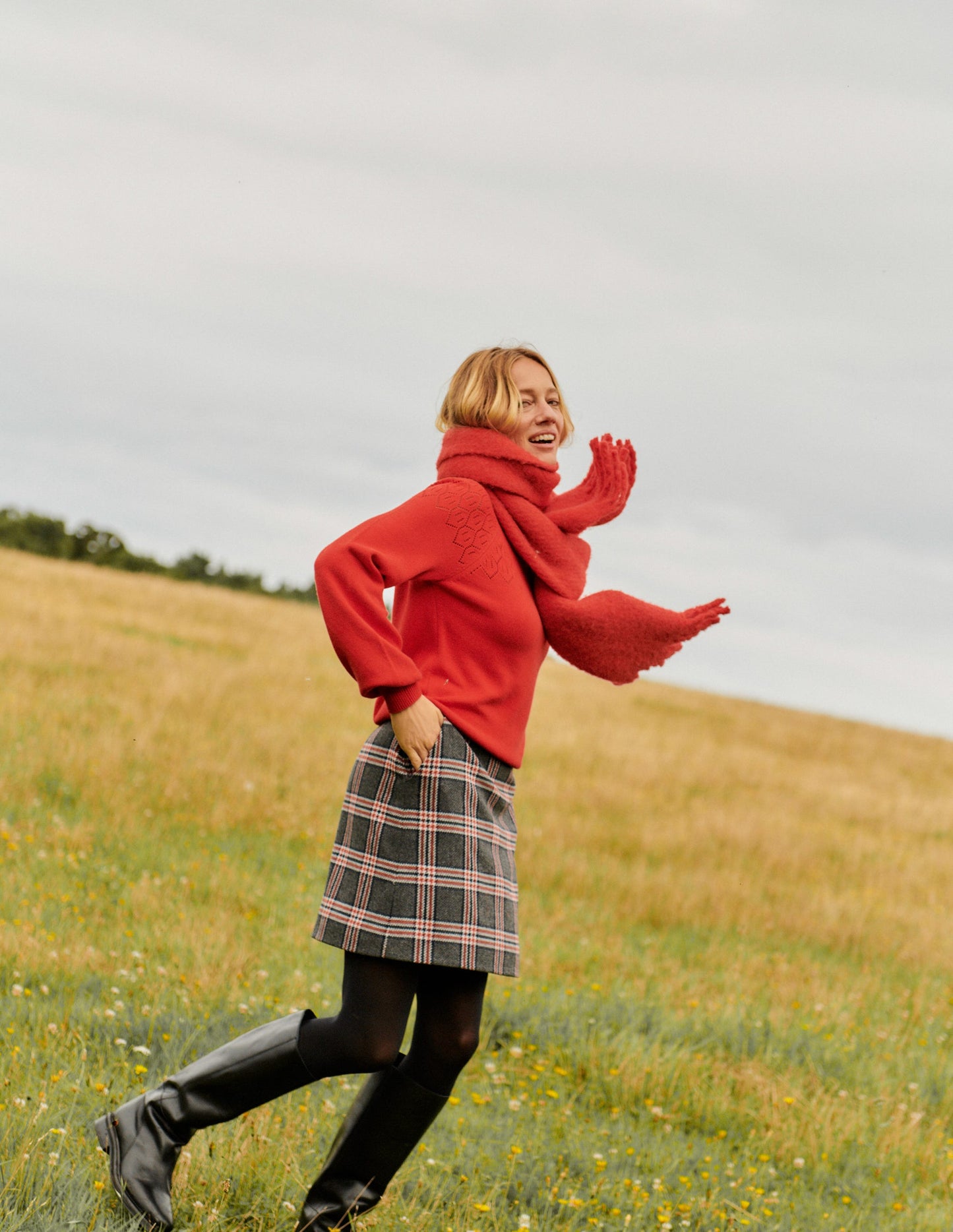 Estella Tweed Mini Skirt-Charcoal Check