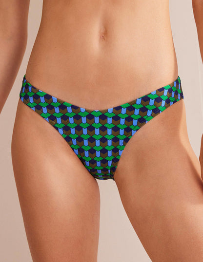 Curved-Top Bikini Bottoms-Bright Green, Multi Geo