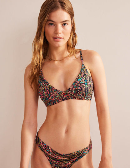 Ruched V-neck Bikini Top-Light Navy, Palace-4