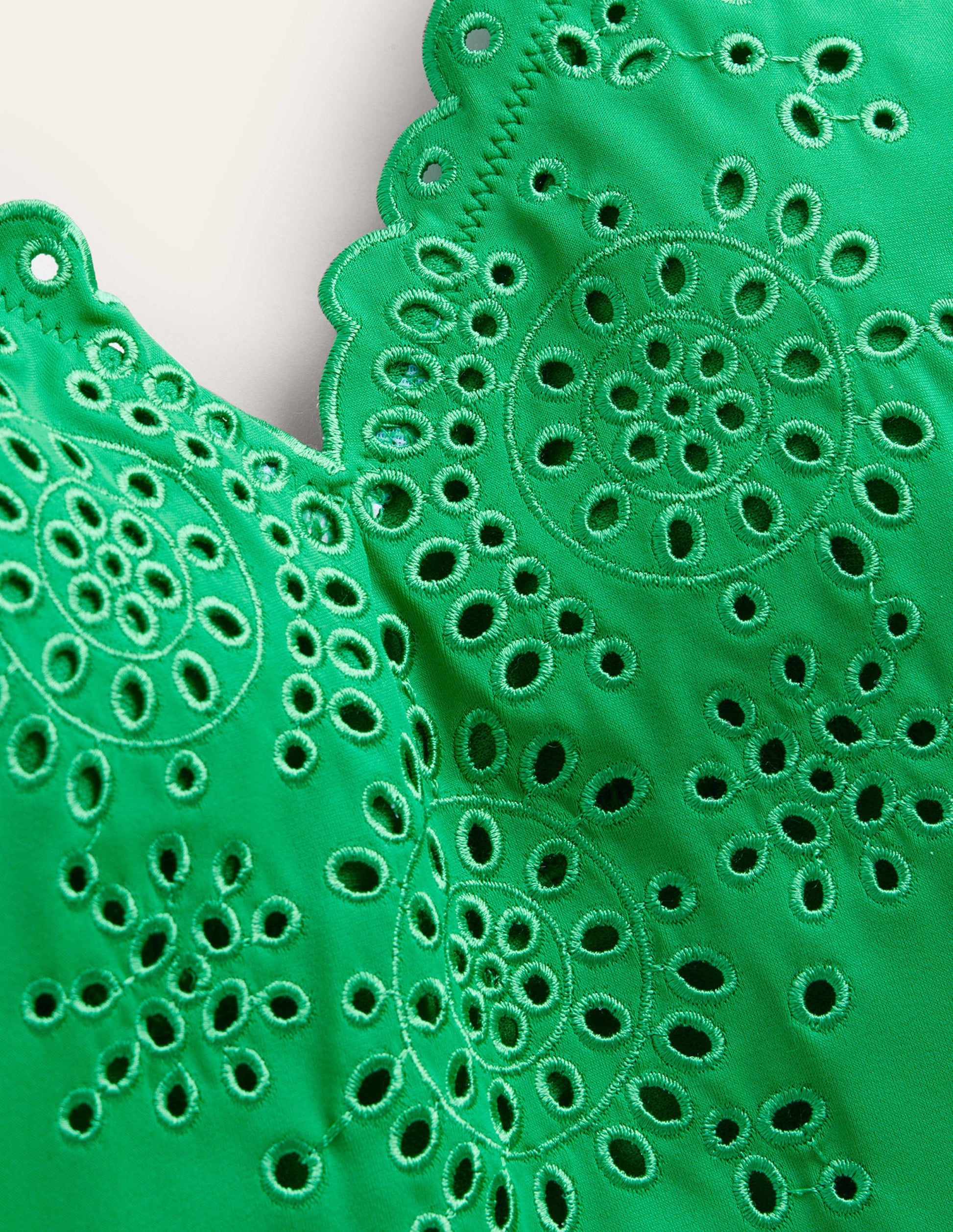 Broderie V-neck Swimsuit-Green Pepper-6