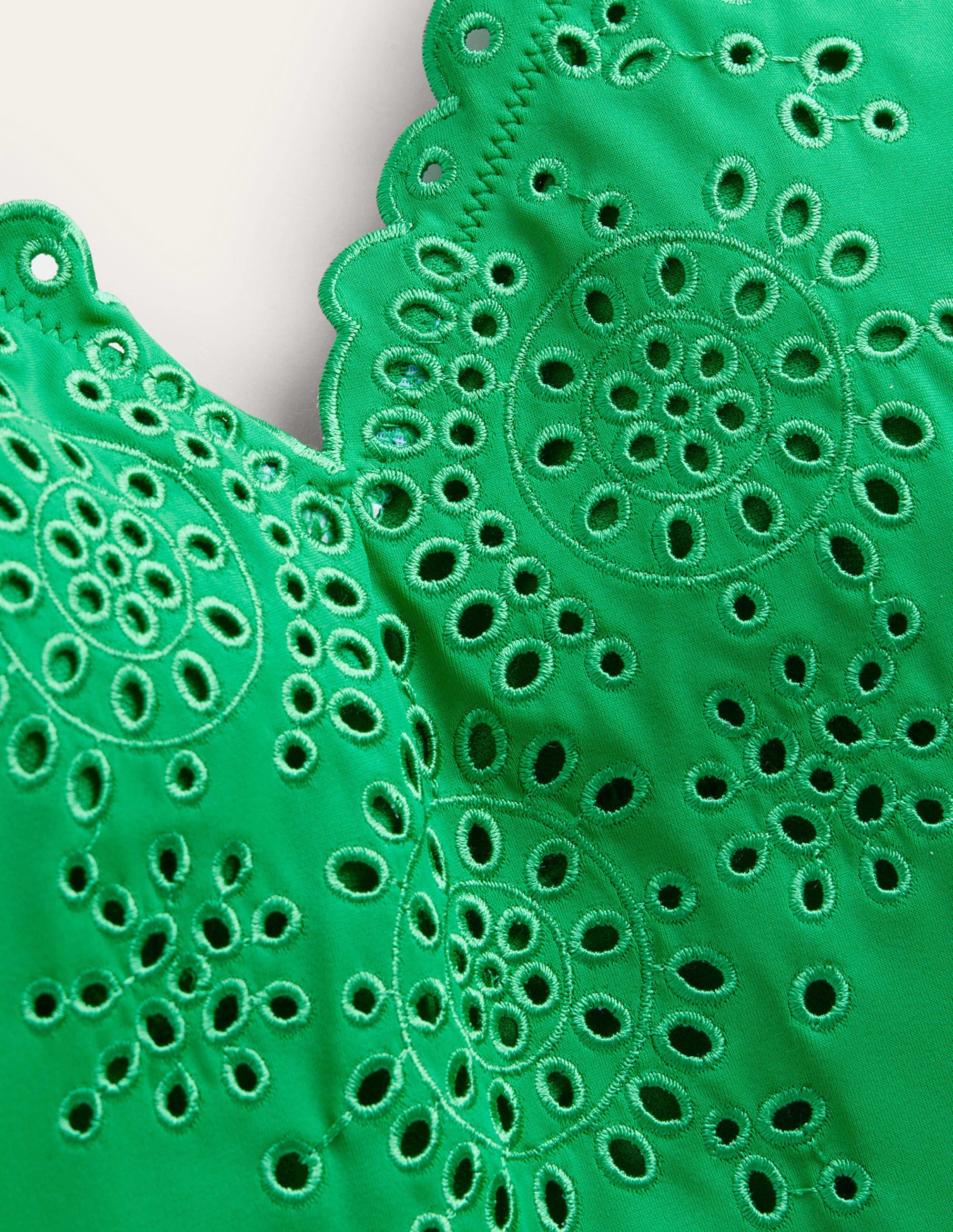 Broderie V-neck Swimsuit-Green Pepper - Image 6