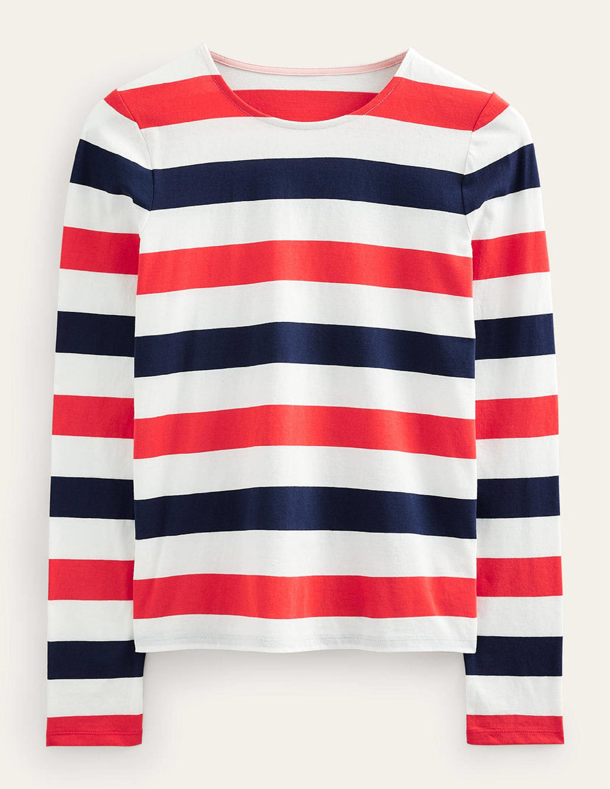 Bea Long Sleeve Breton-Cherry Red and Navy - Image 8