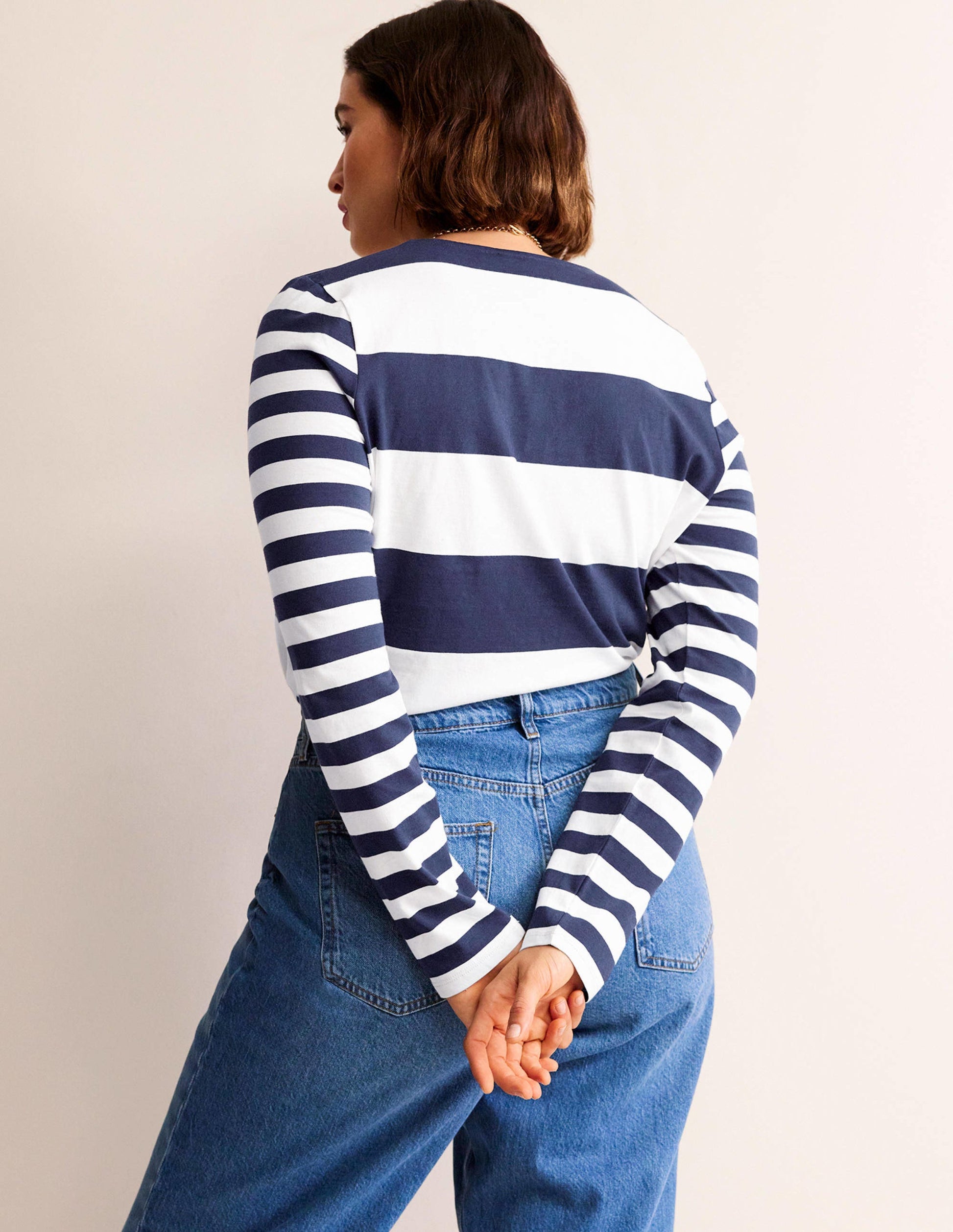 Bea Long Sleeve Breton-French Navy and Ivory-7