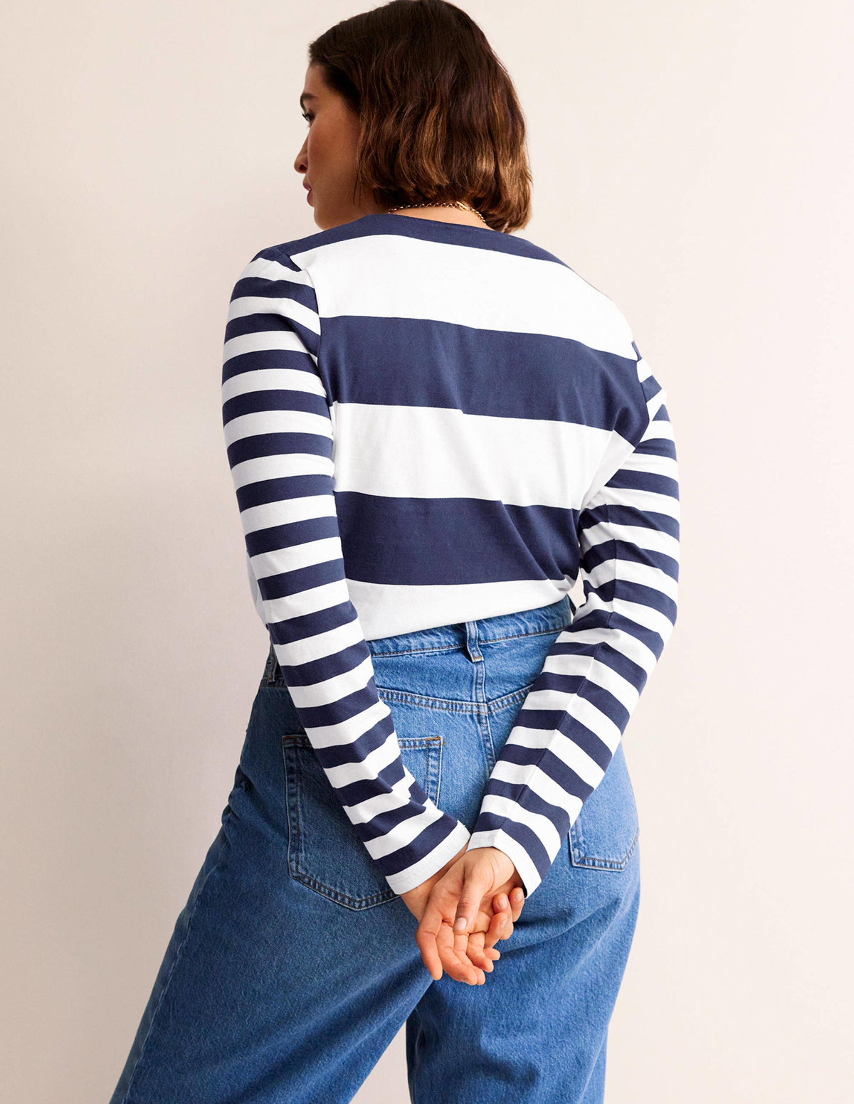 Bea Long Sleeve Breton-French Navy and Ivory - Image 7