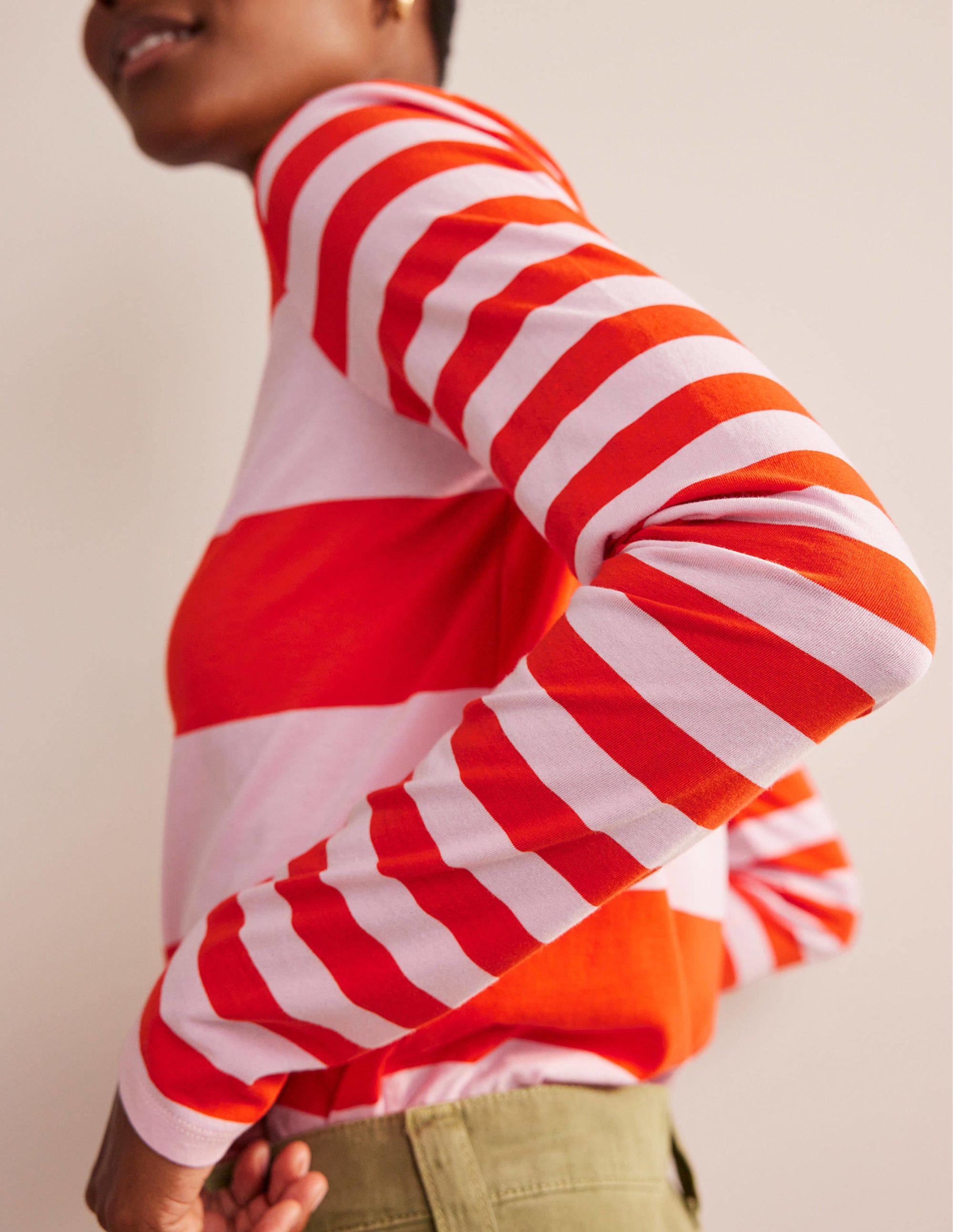 Bea Long Sleeve Breton-Orchid Pink and Fiesta - Image 2
