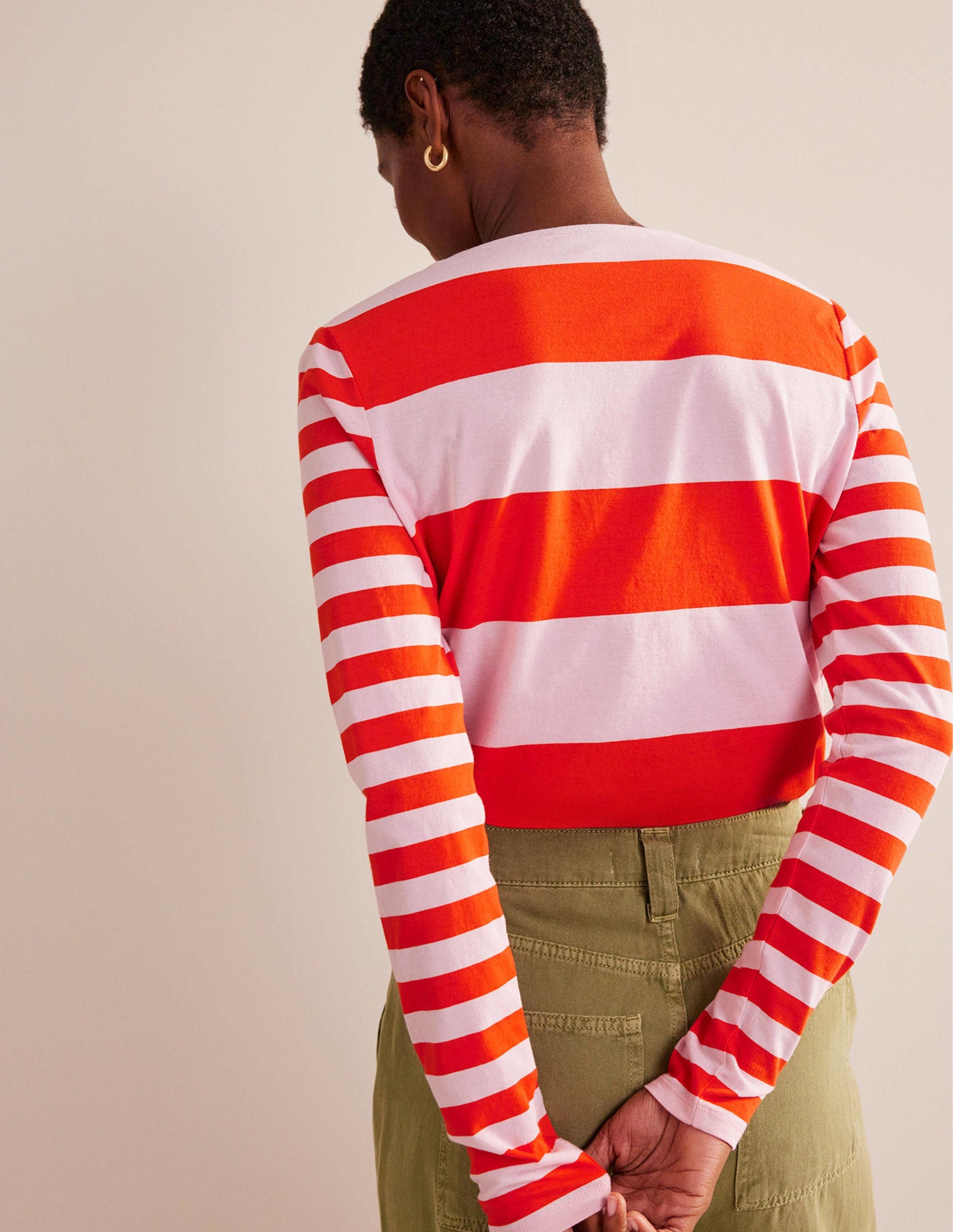 Bea Long Sleeve Breton-Orchid Pink and Fiesta-3