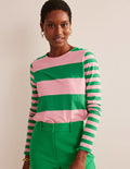 Bea Long Sleeve Breton-Pink, Green Hotch