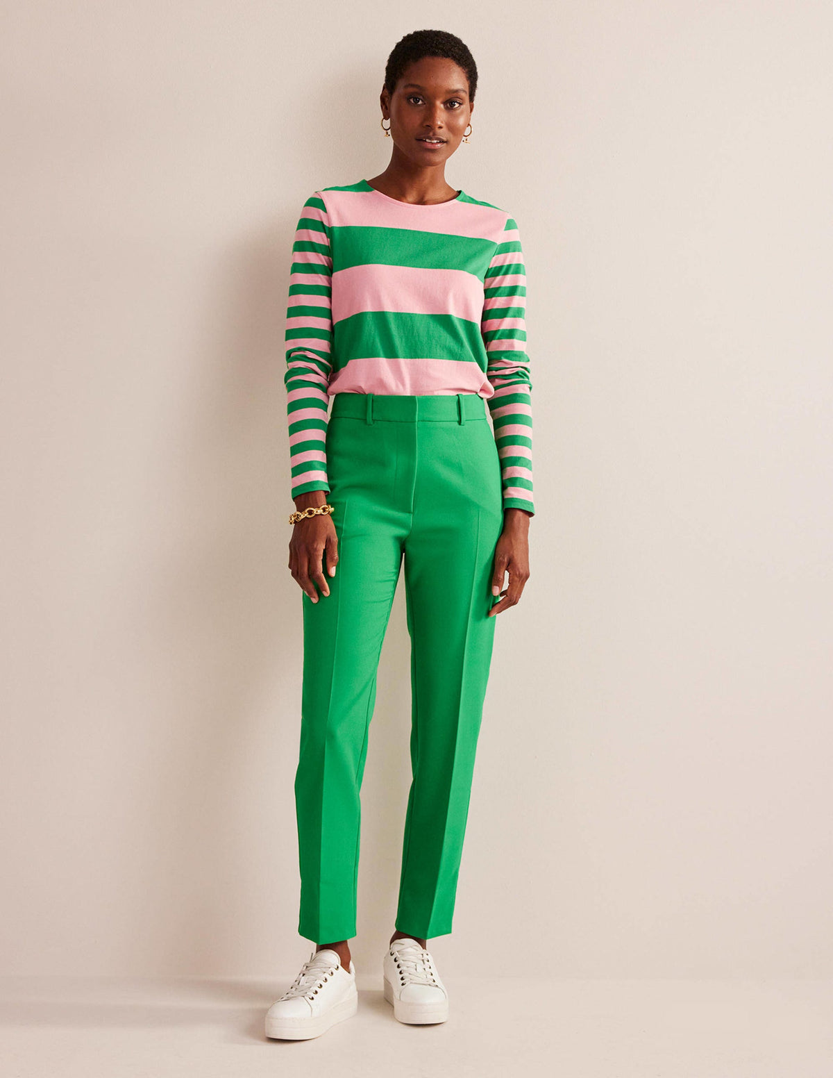 Bea Long Sleeve Breton-Pink, Green Hotch - Image 5
