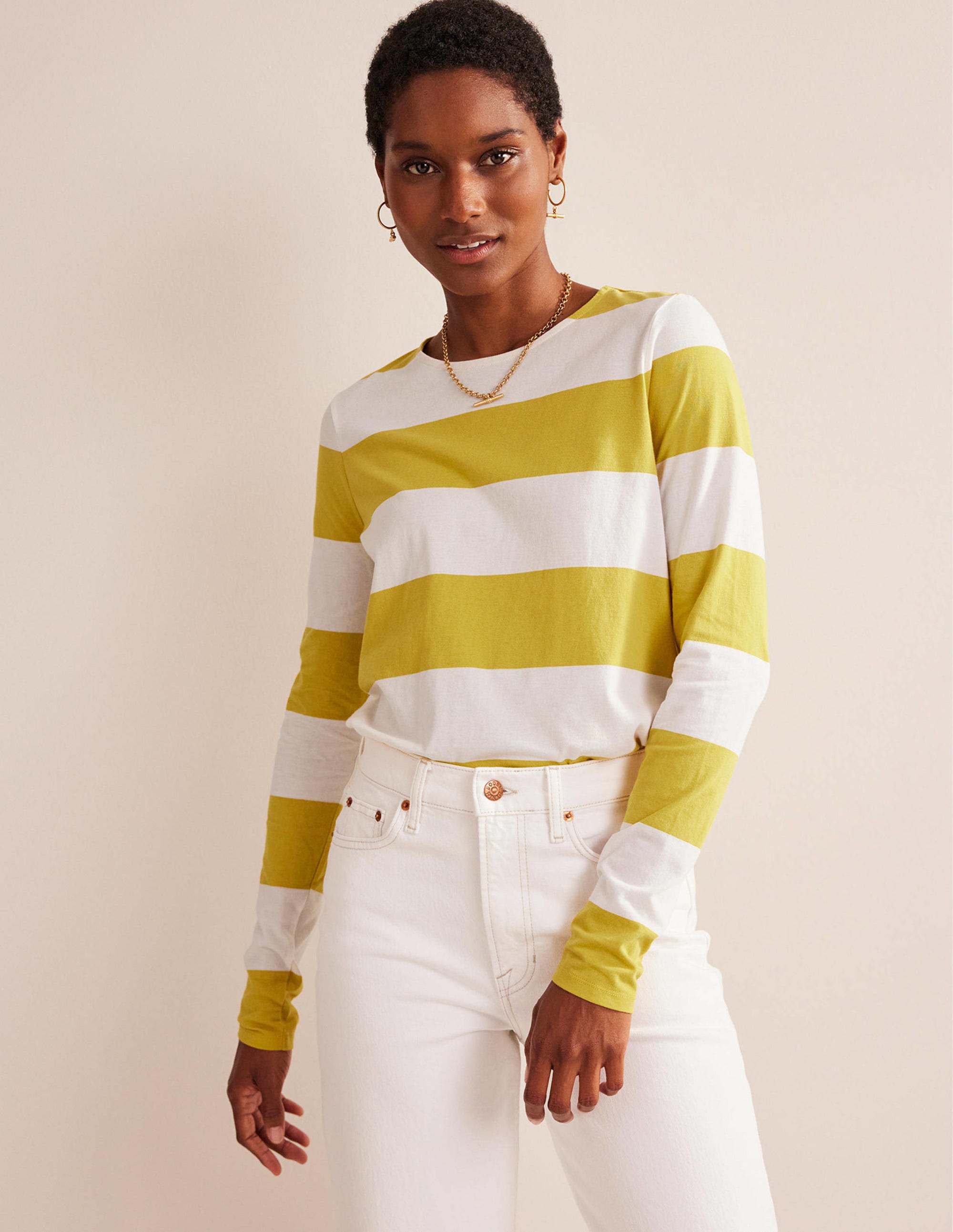 Bea Long Sleeve Breton-Ivory, Yellow - Image 4