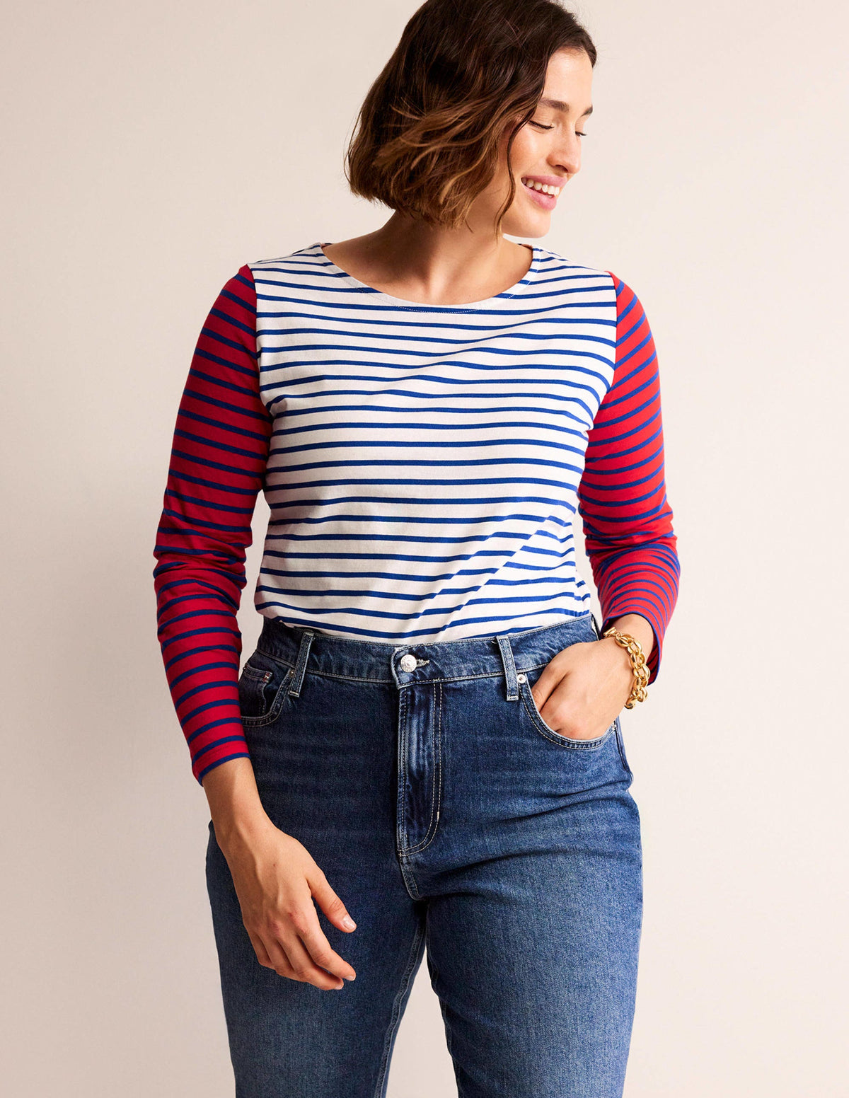 Ella Long Sleeve Breton-Ivory, Colbalt, Hot Pepper-5