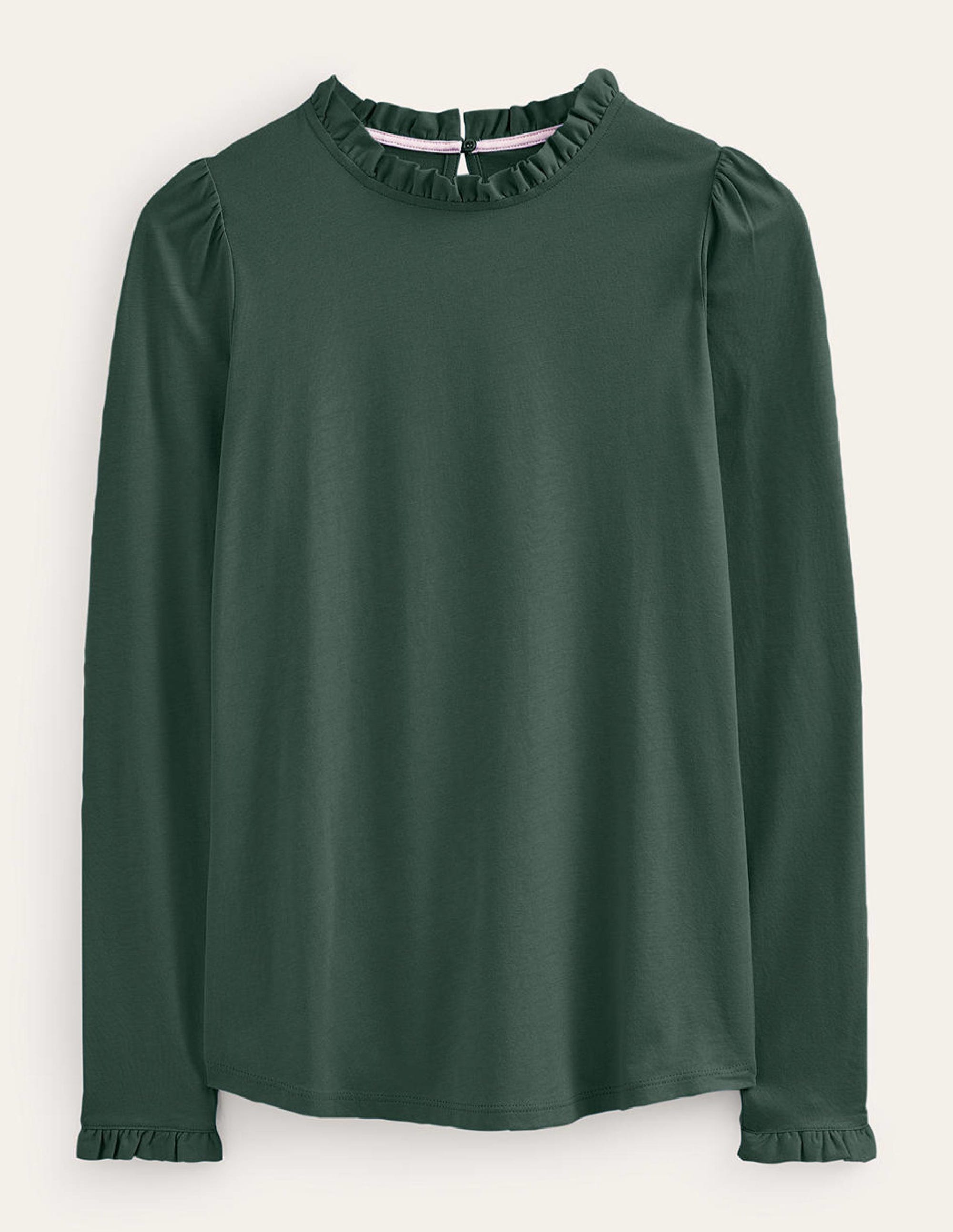 Supersoft Frill Detail Top-Chatsworth Green - Image 5