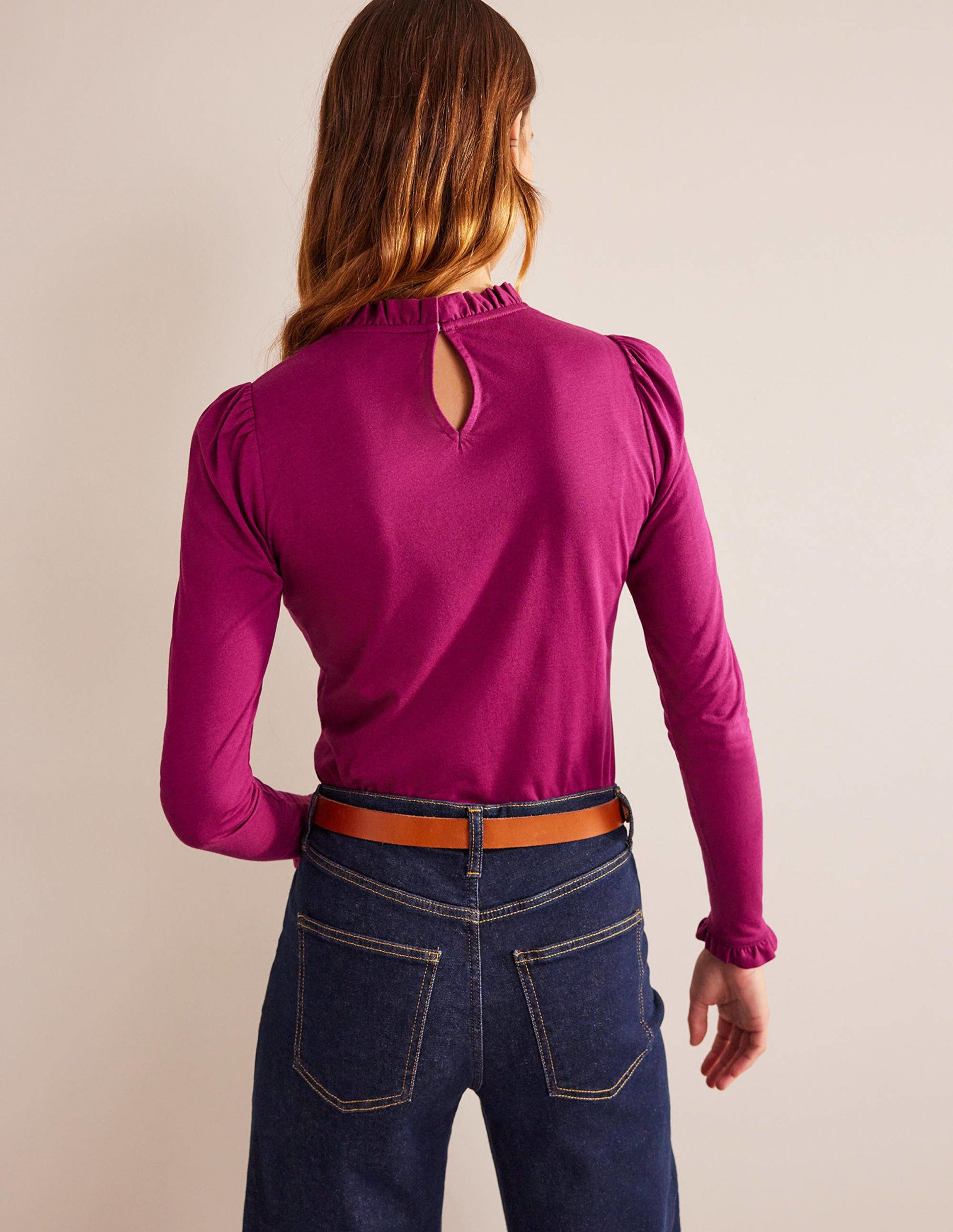 Supersoft Frill Detail Top-Damson Berry-3