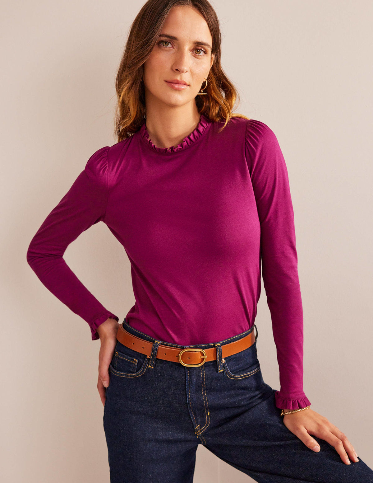 Supersoft Frill Detail Top-Damson Berry-4