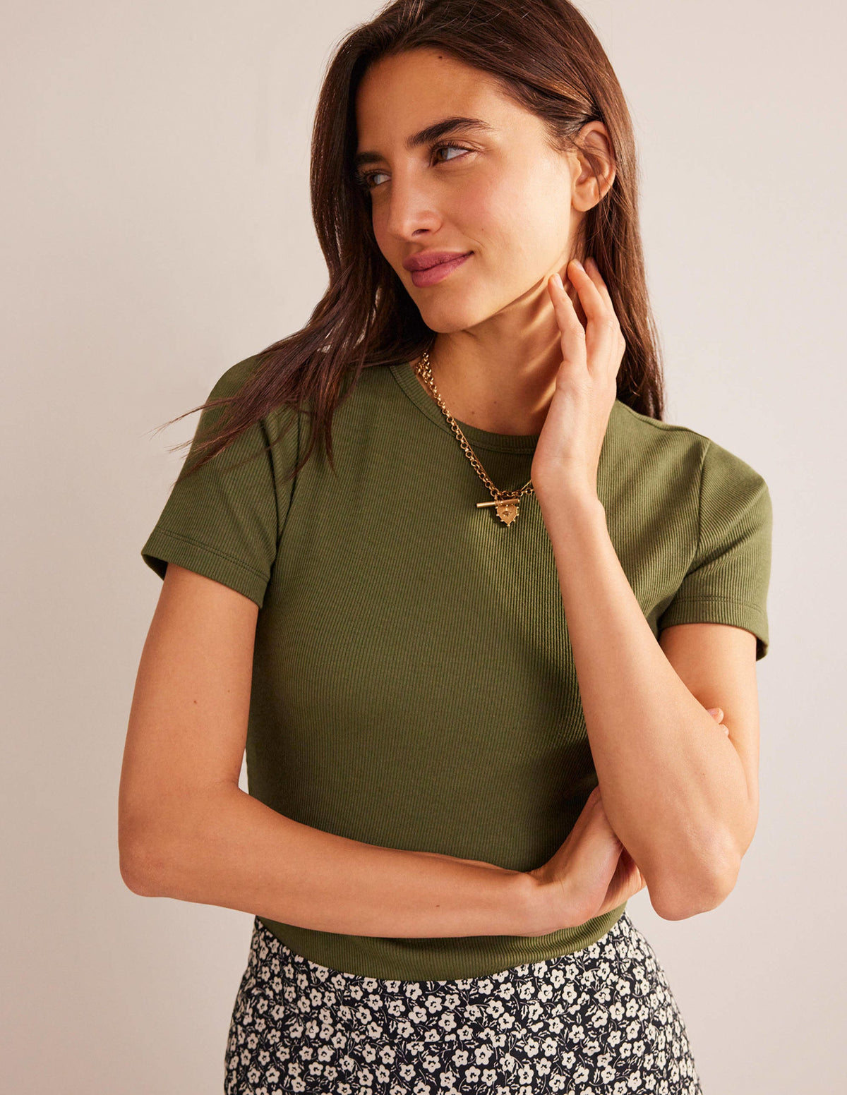 Cotton Ribbed T-Shirt-Spruce-4