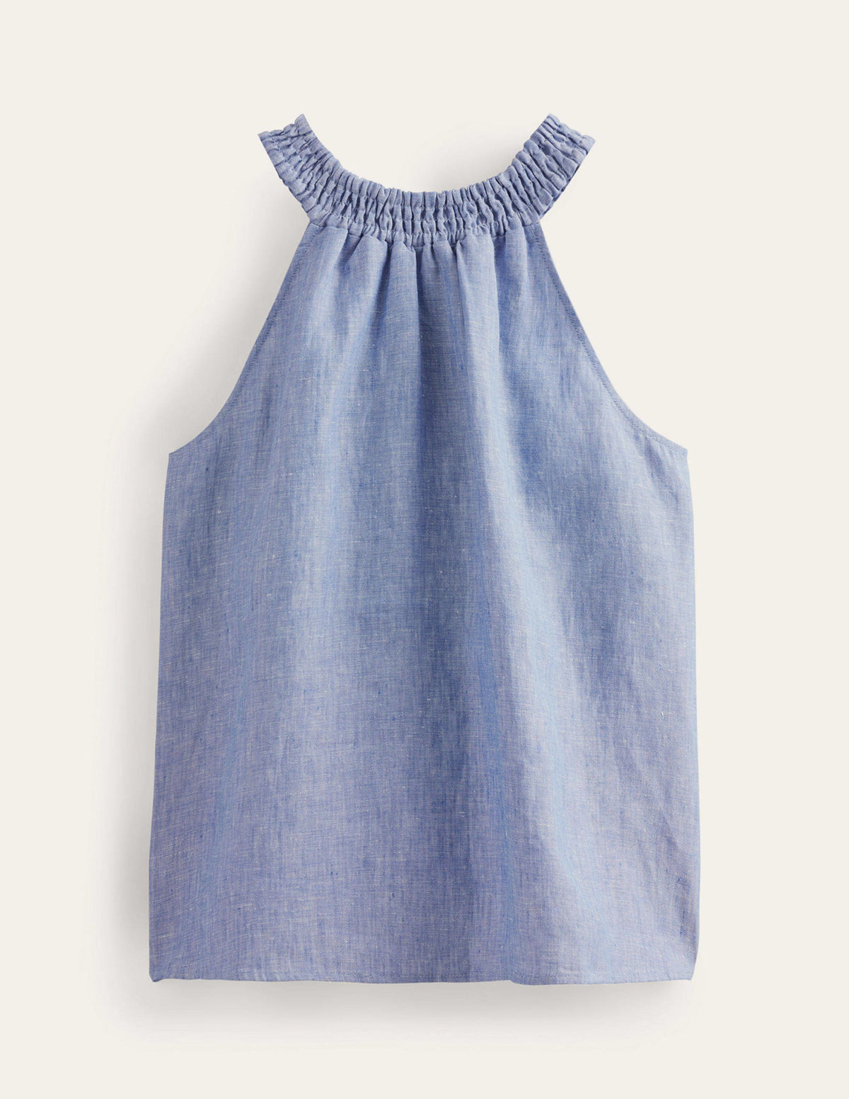 Linen Smocked Halter Top-Chambray - Image 6