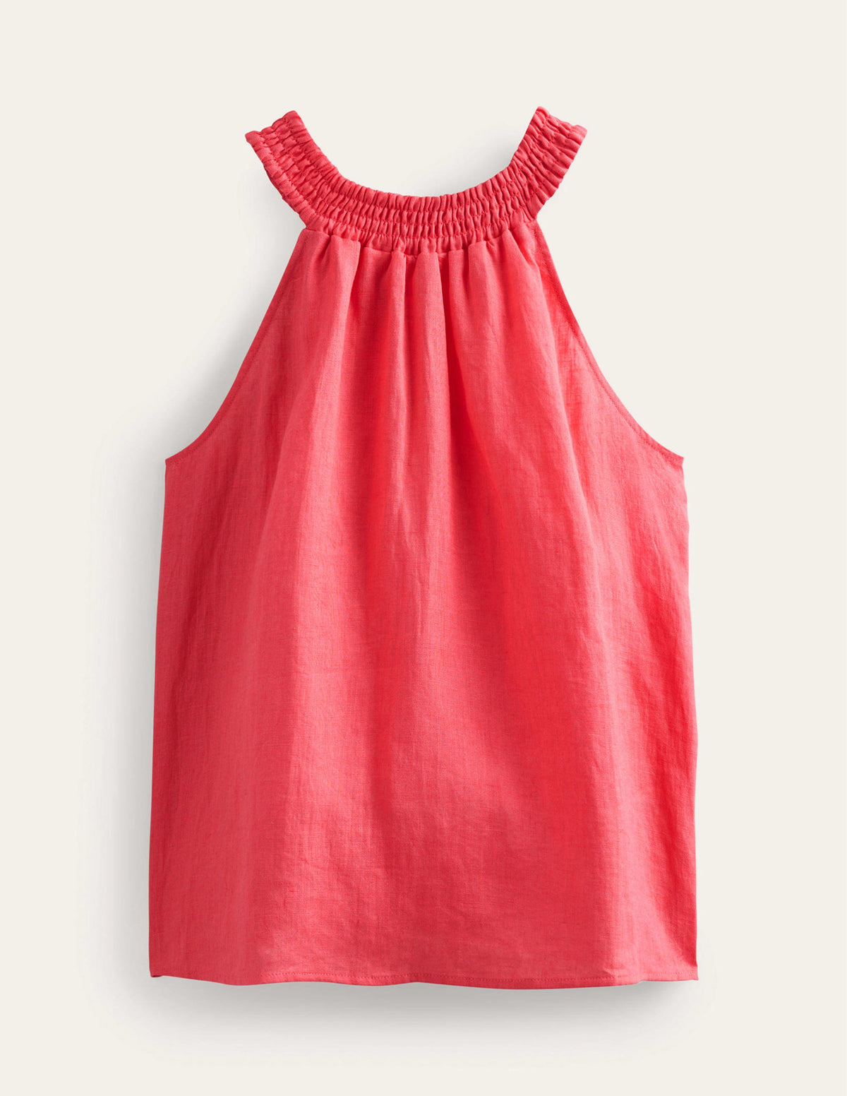 Linen Smocked Halter Top-Coral Sunset - Image 5