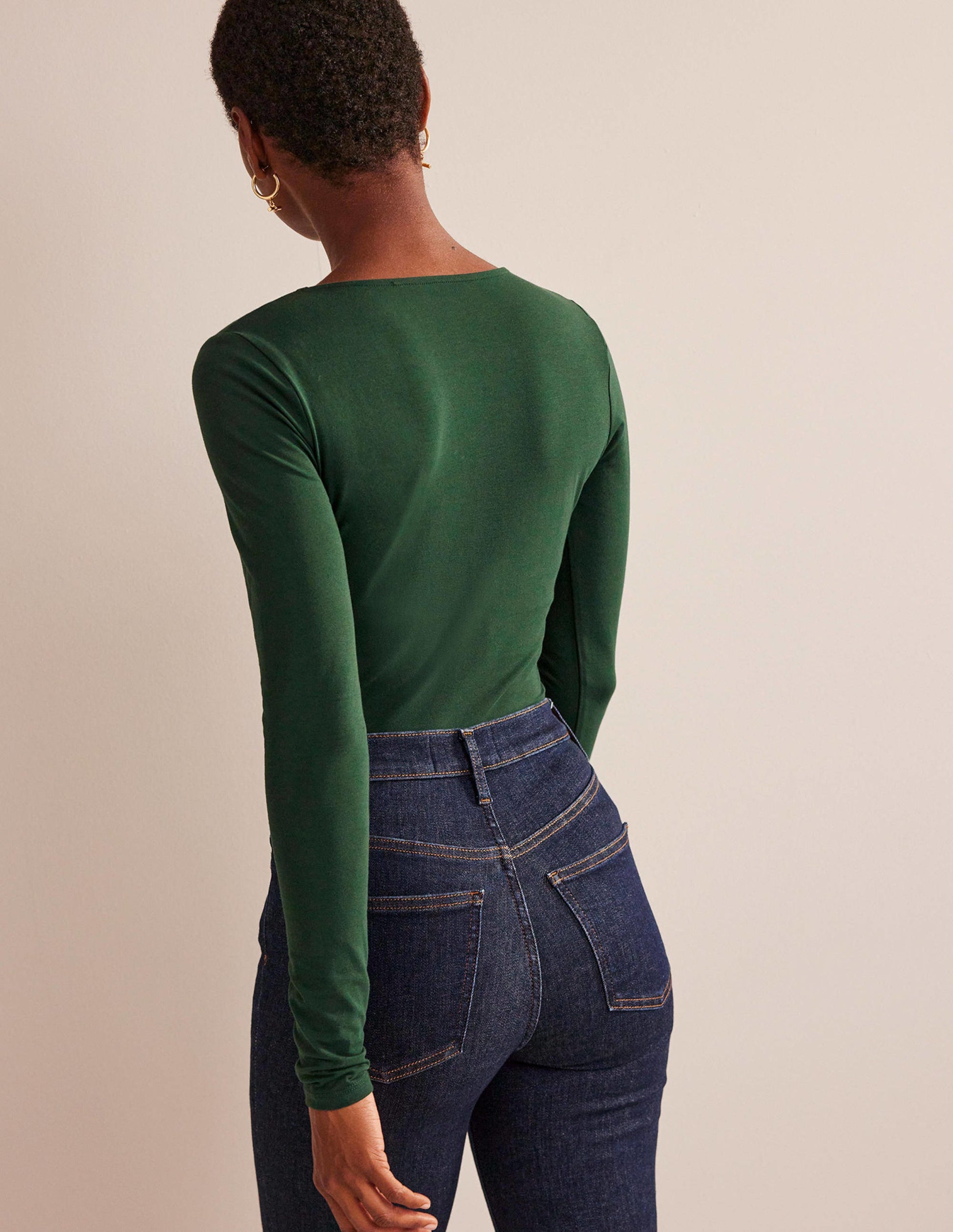 Double Layer Scoop Neck Top-Chatsworth Green-3