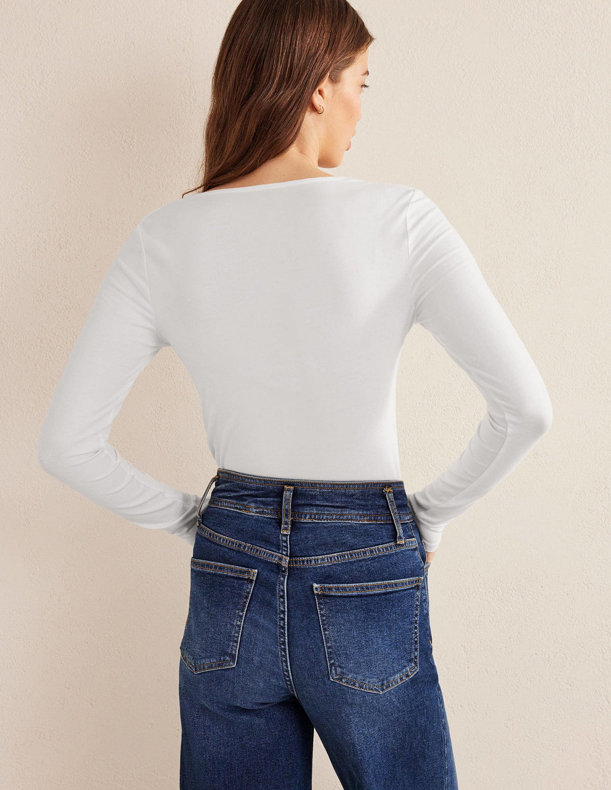 Double Layer Scoop Neck Top-White - Image 3