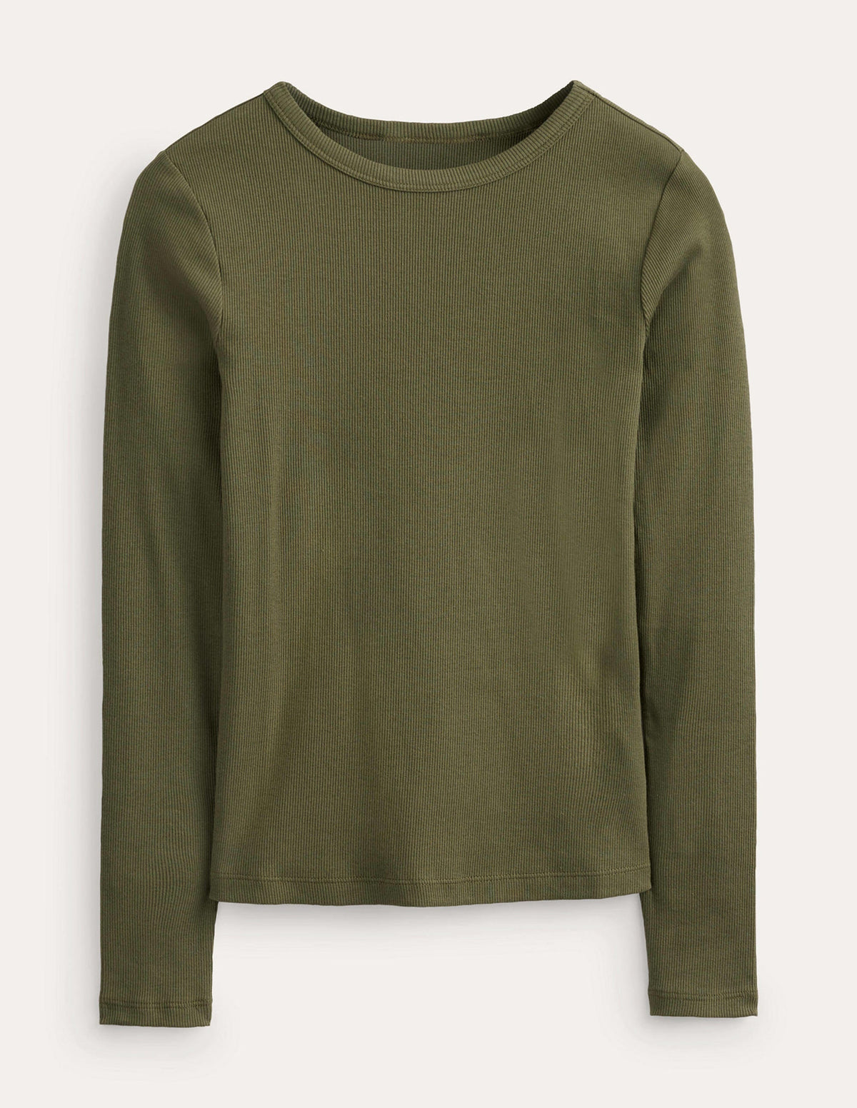 Cotton Ribbed Long Sleeve Top-Spruce-5
