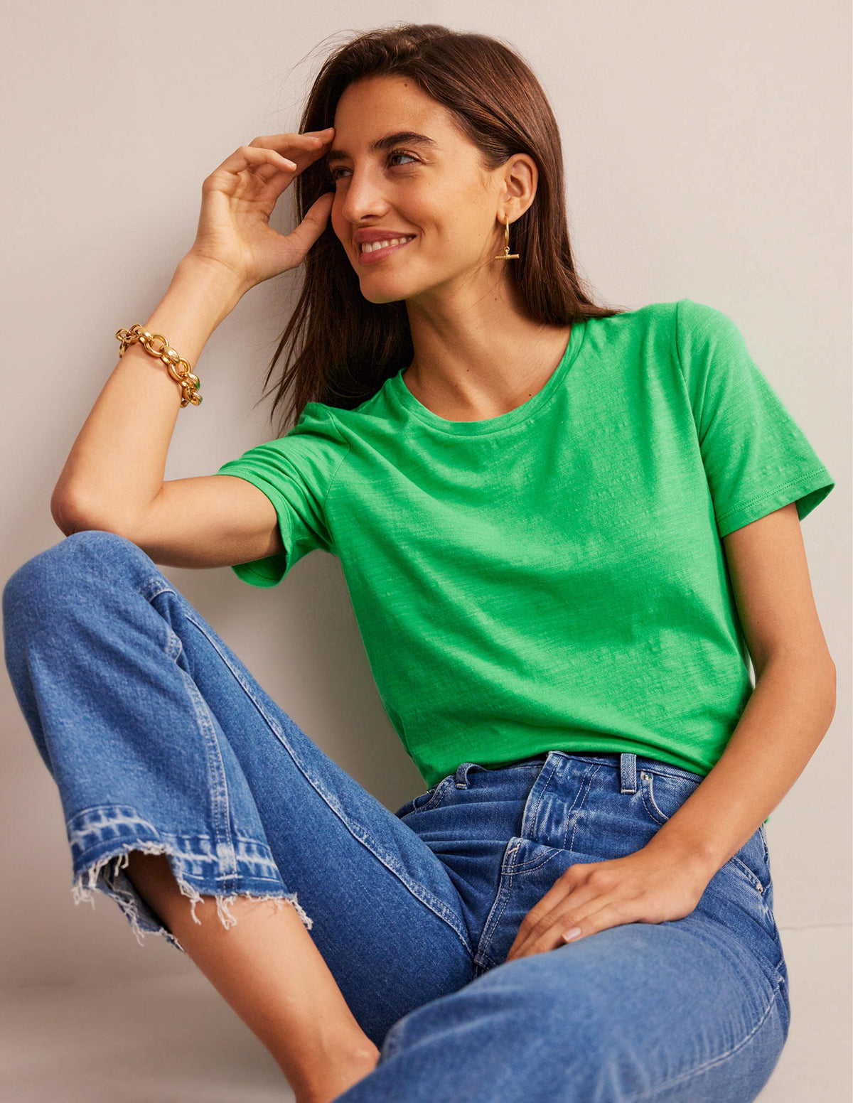 Cotton Crew Neck T-Shirt-Bright Green - Image 4