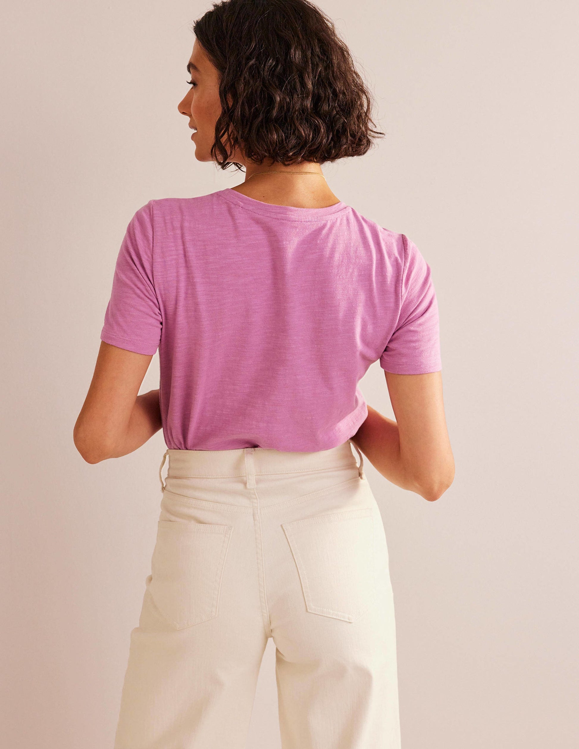 Cotton Crew Neck T-Shirt-Strawberry Sherbet-3