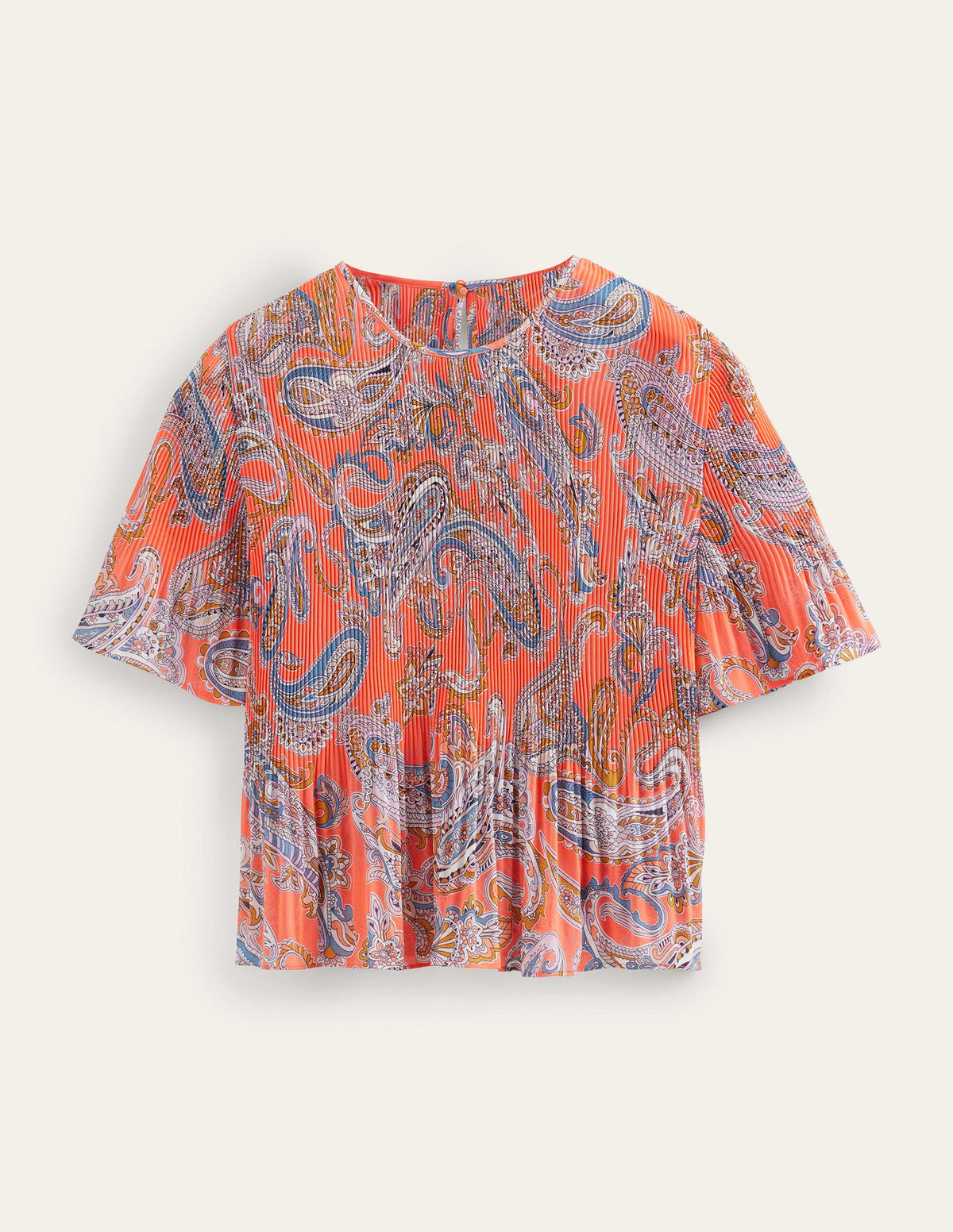 Flutter-Sleeve Plisse Top-Orange Jelly, Paradise Pop-6