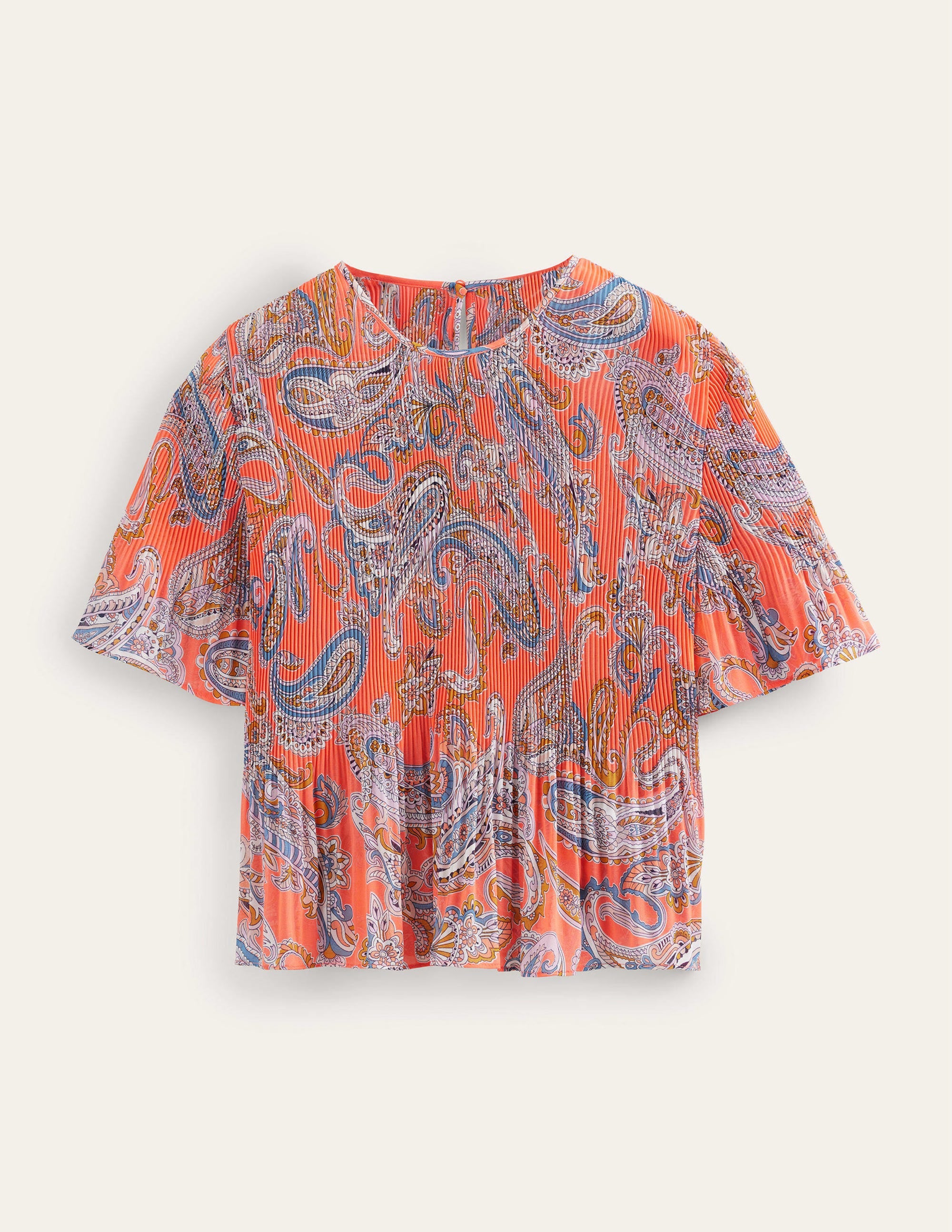 Flutter-Sleeve Plisse Top-Orange Jelly, Paradise Pop - Image 6