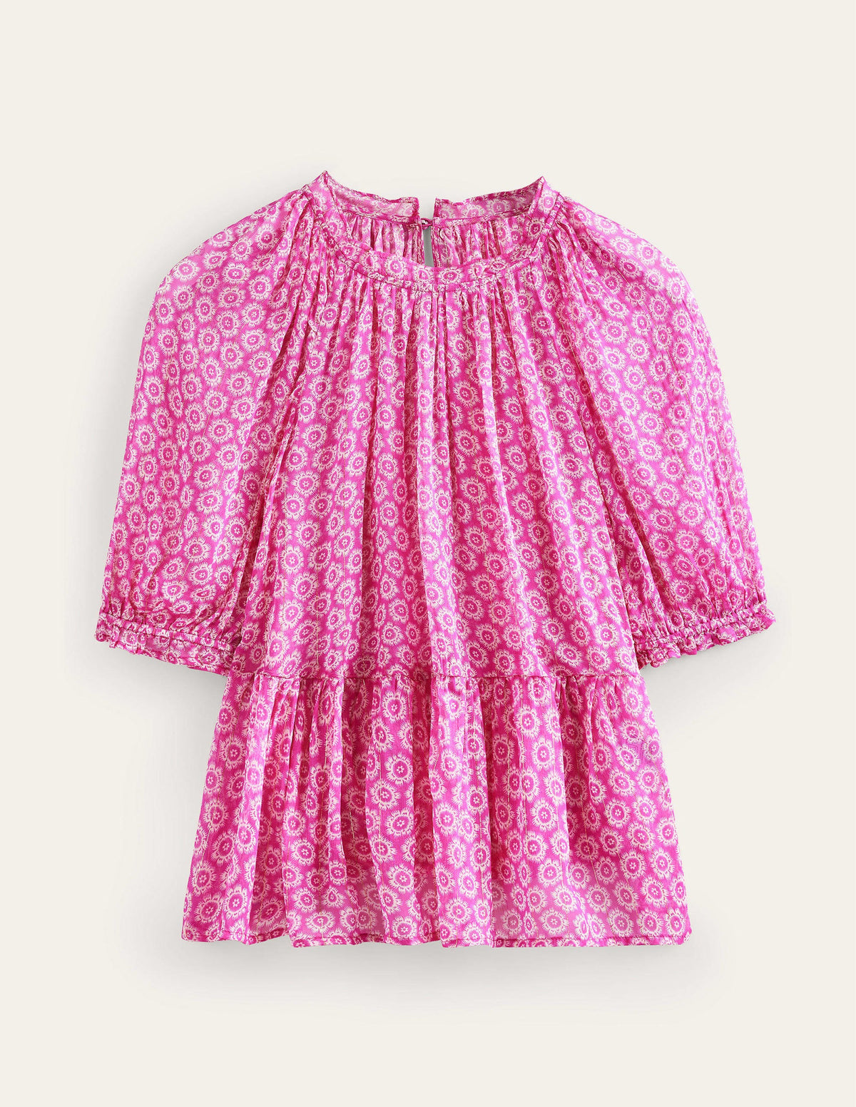 Gathered Sparkle Georgette Top-Phlox Pink, Sunrise Pop-7