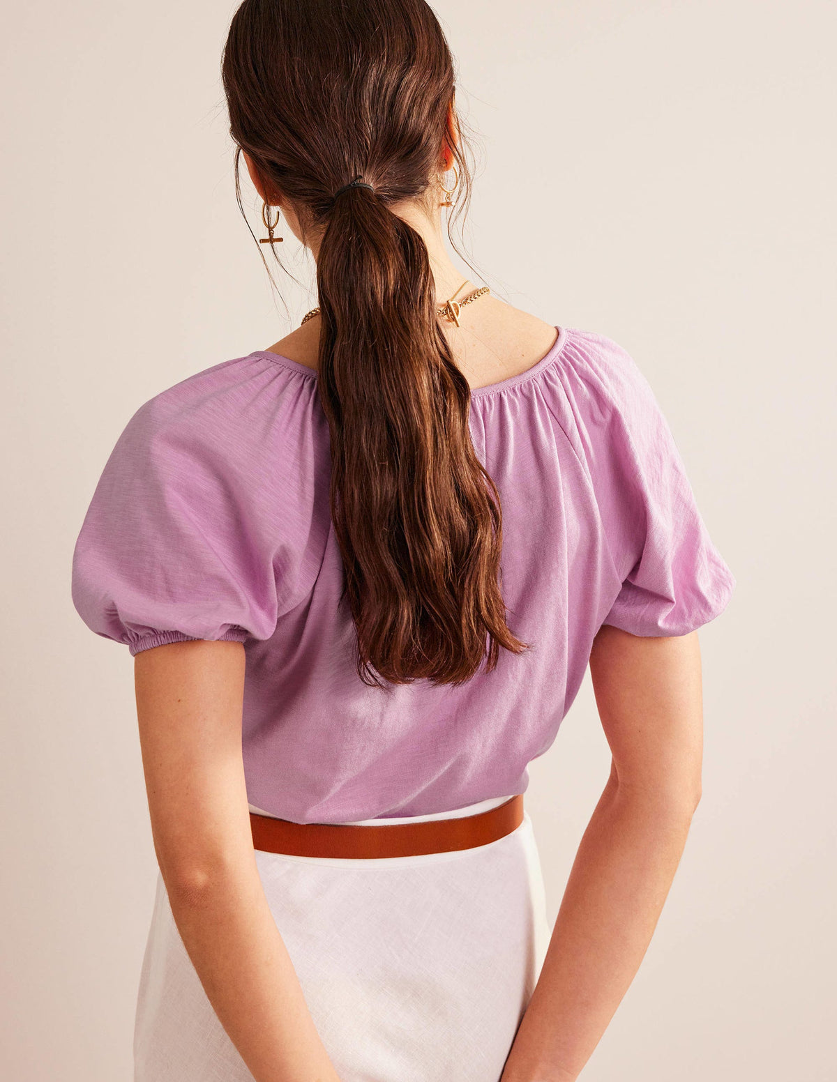 V-Neck Jersey Swing Top-Soft Lavender-3