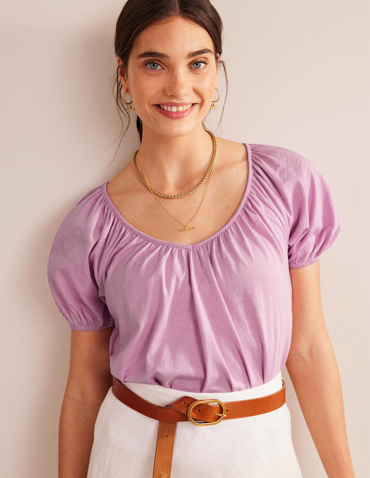V-Neck Jersey Swing Top-Soft Lavender - Image 4