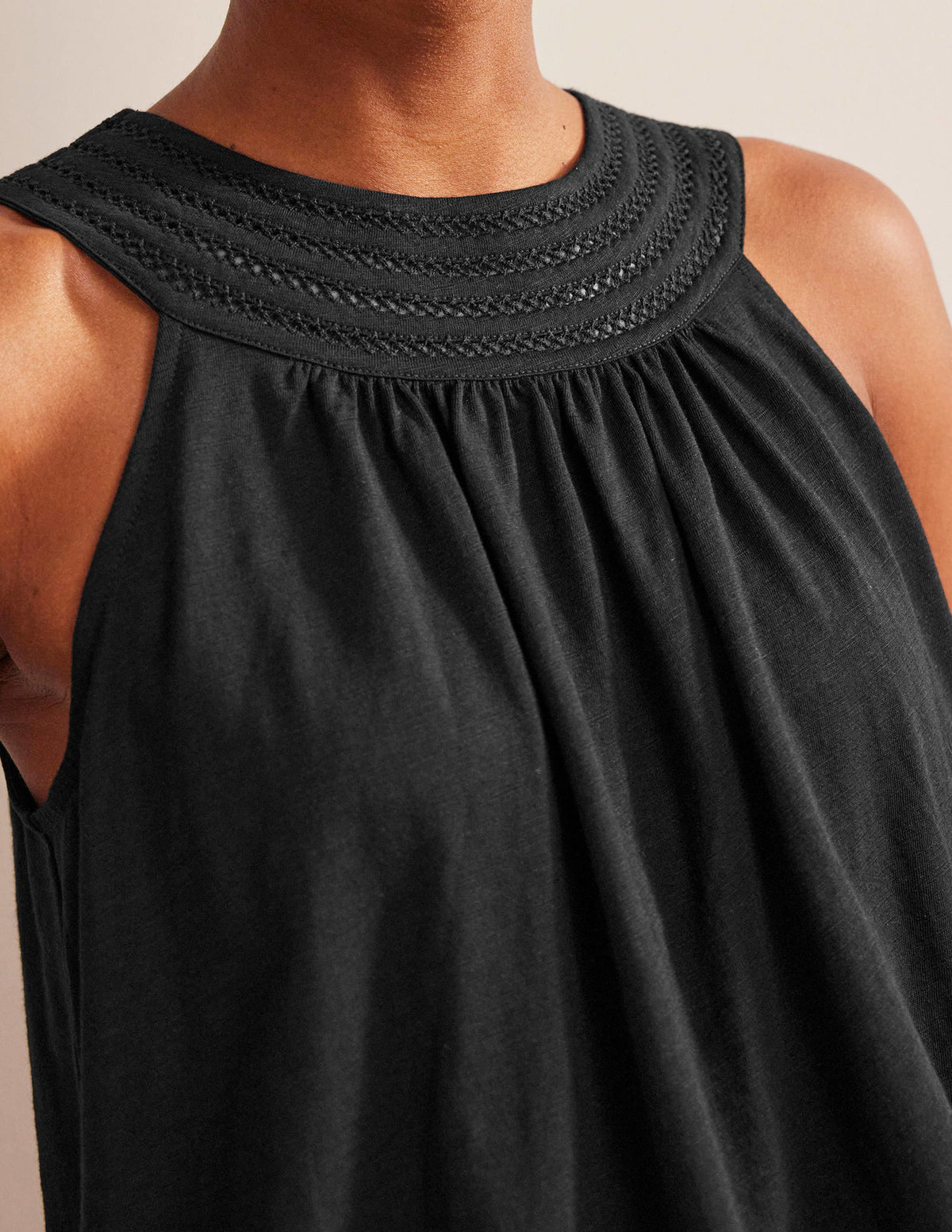 Trim Neck Jersey Swing Top-Black - Image 2