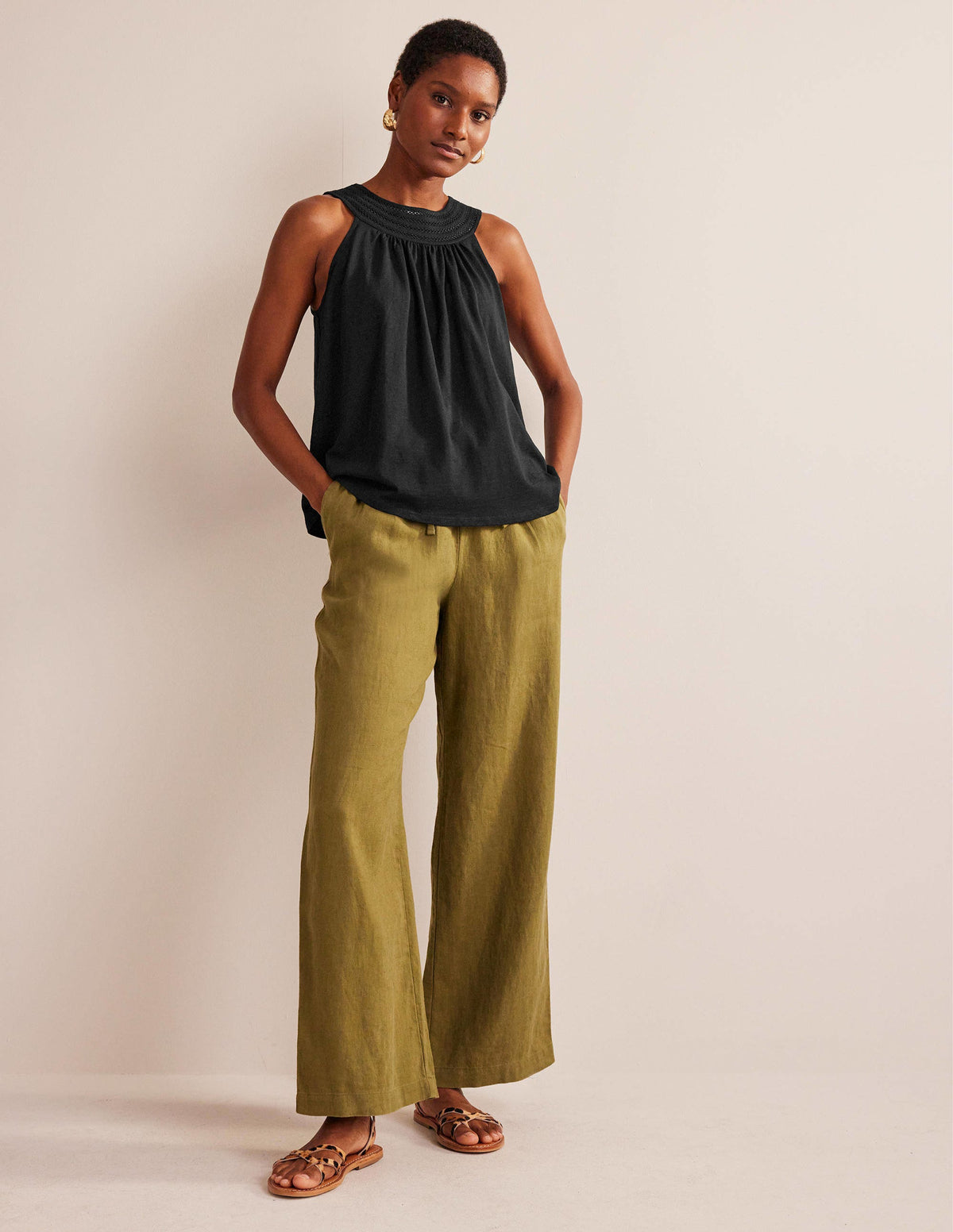 Trim Neck Jersey Swing Top-Black - Image 4
