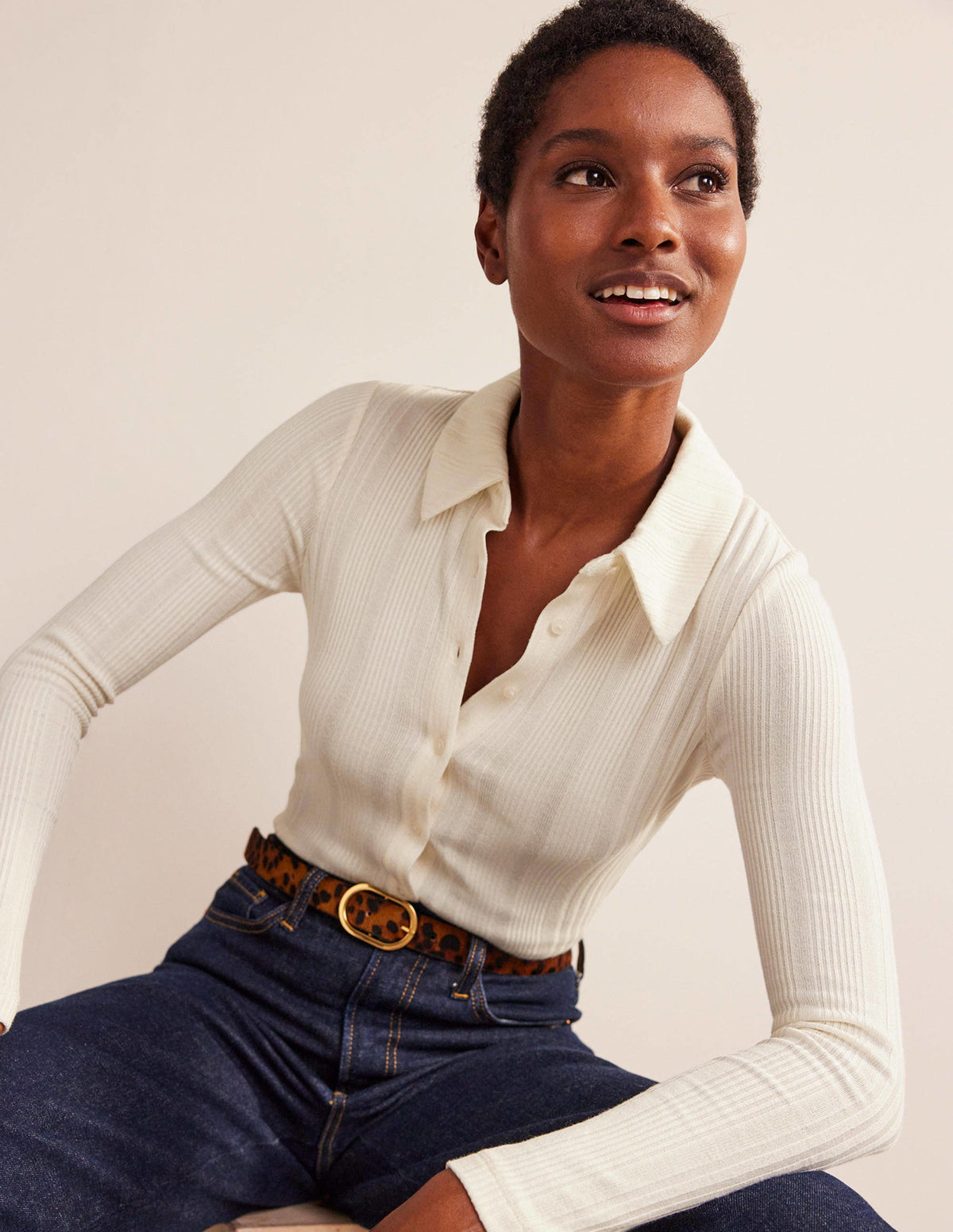 Charlotte Jersey Shirt-Ivory - Image 1