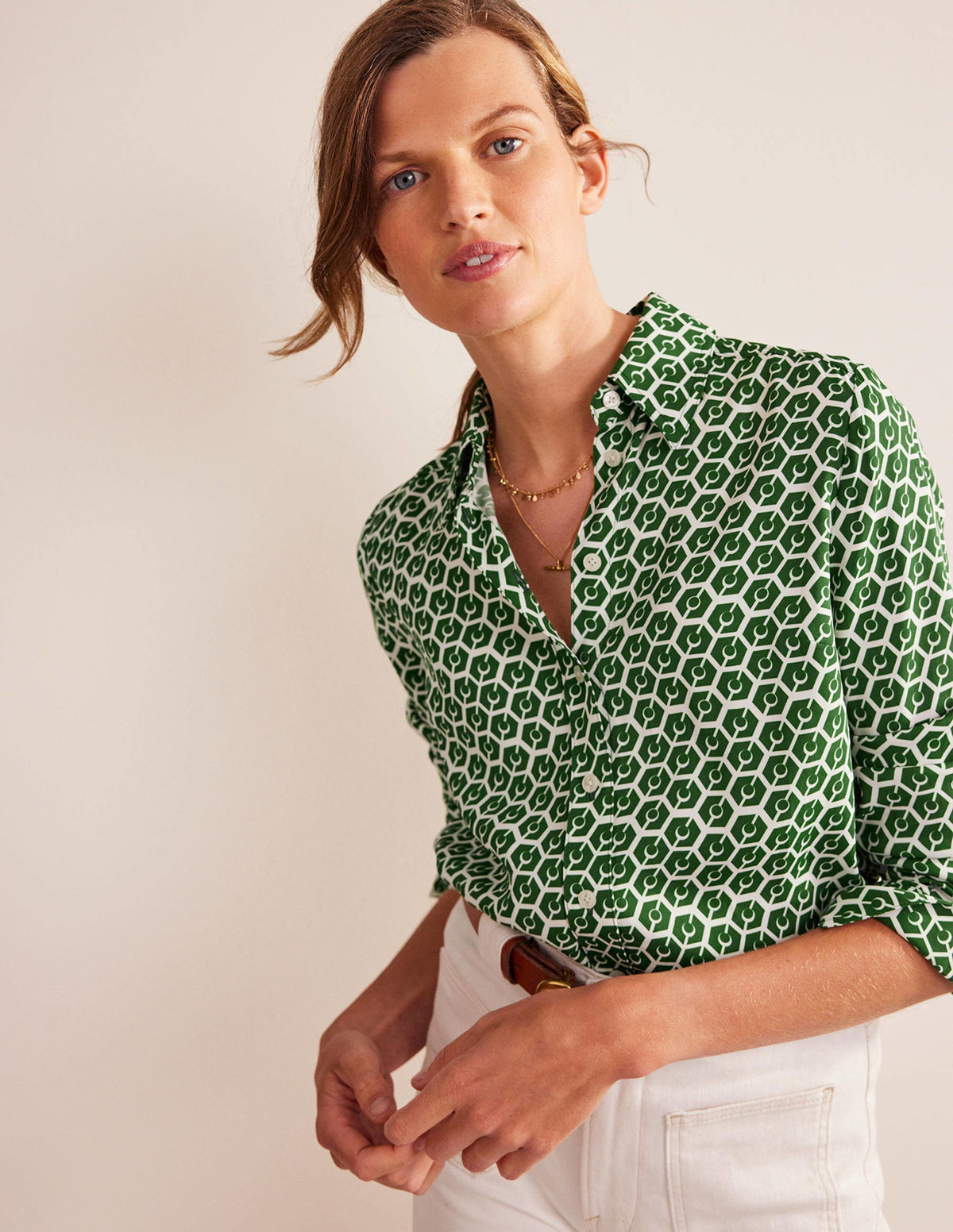 Straight-Fit Twill Shirt-Winter Green, Reverie - Image 1
