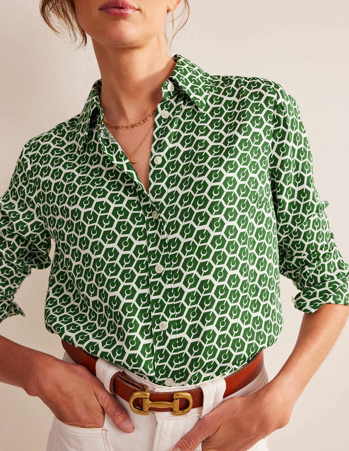 Straight-Fit Twill Shirt-Winter Green, Reverie - Image 2