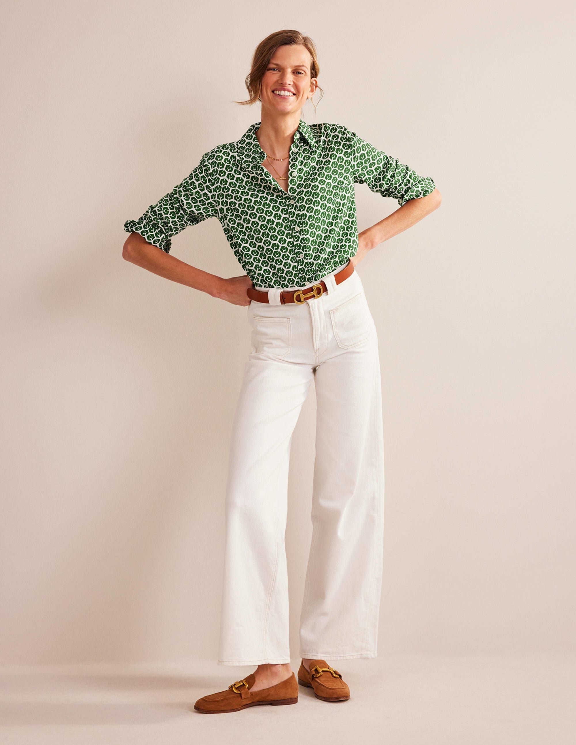 Straight-Fit Twill Shirt-Winter Green, Reverie - Image 4