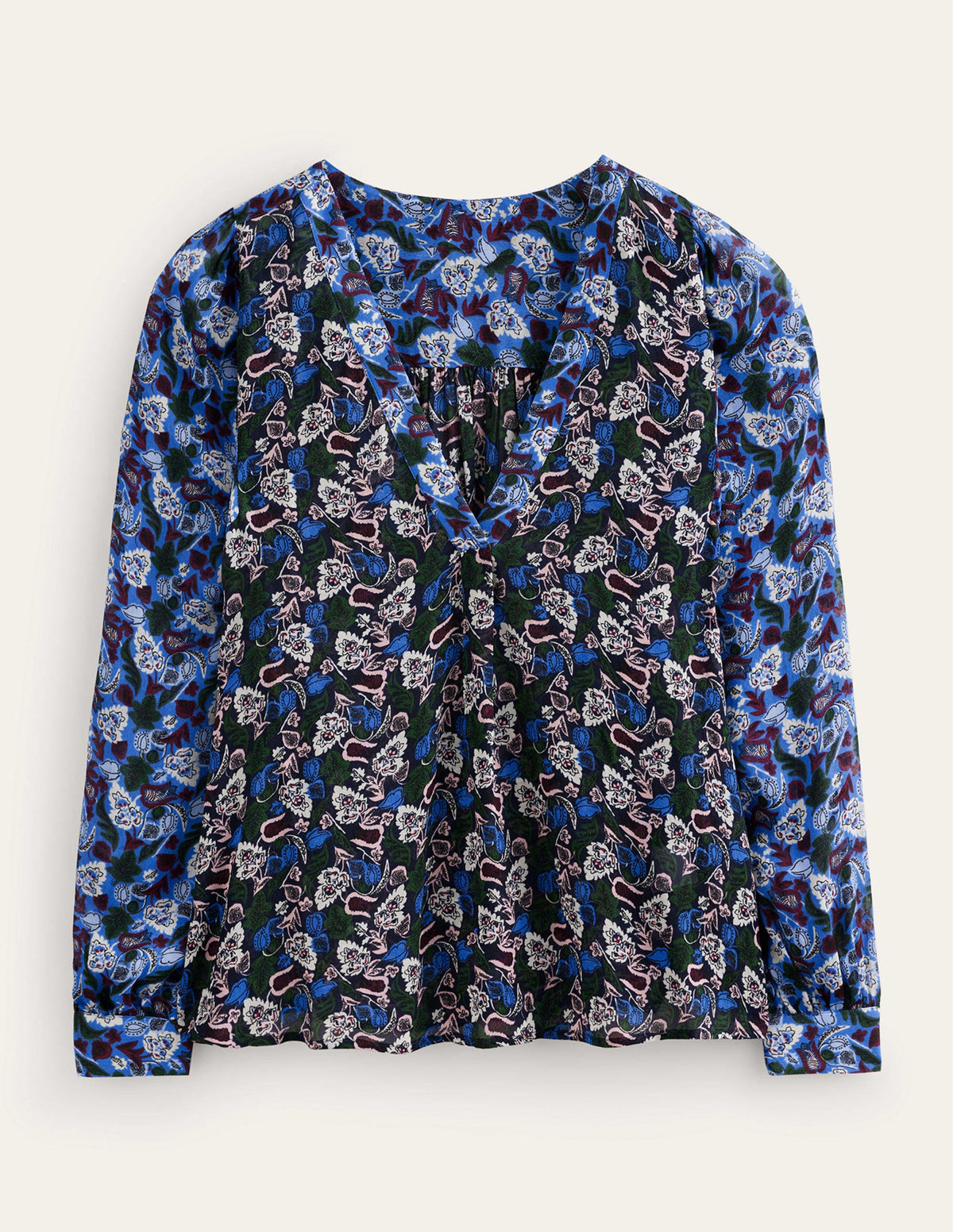 Printed V-Neck Blouse-Multi, Tulip Bloom-8