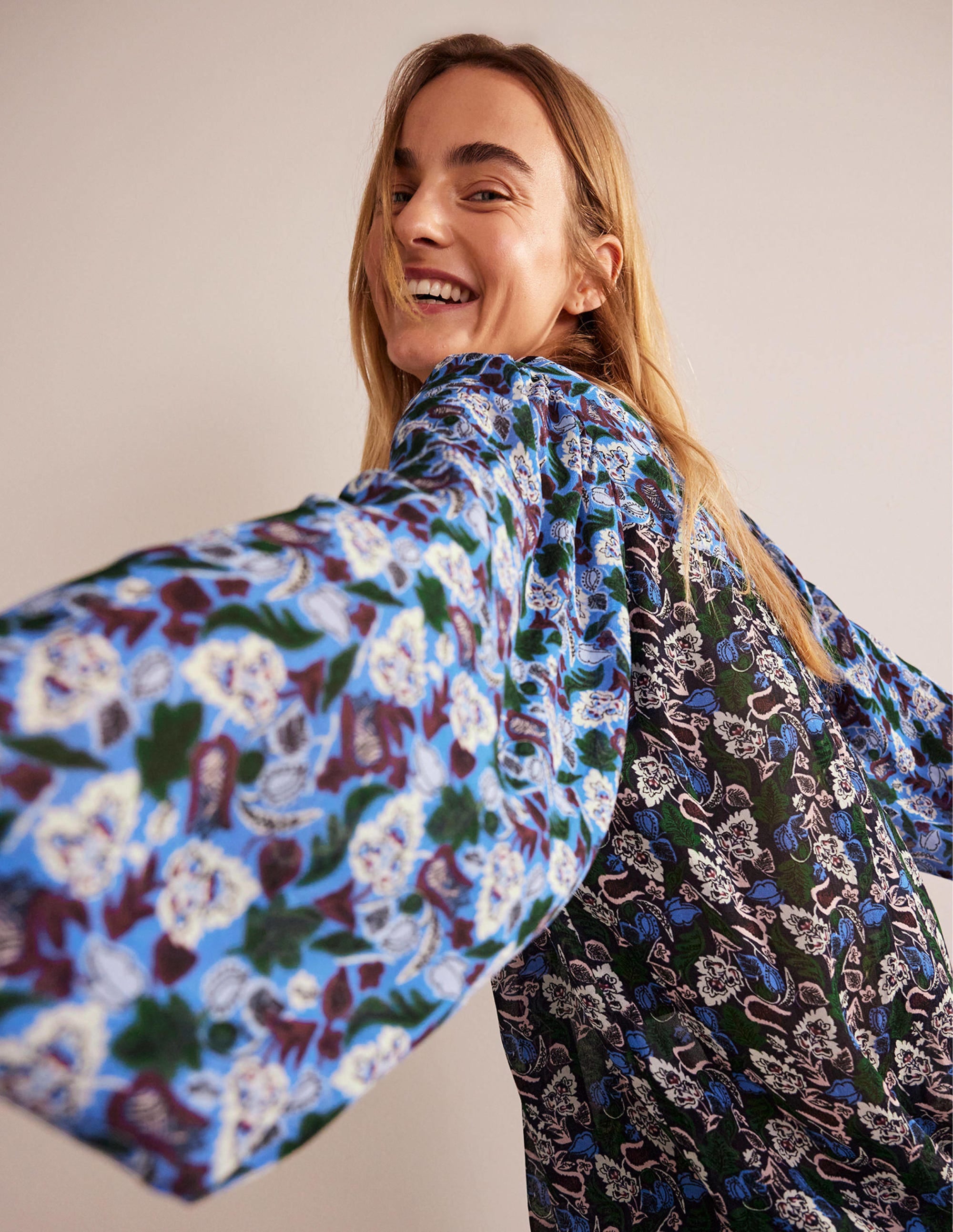 Printed V-Neck Blouse-Multi, Tulip Bloom - Image 2