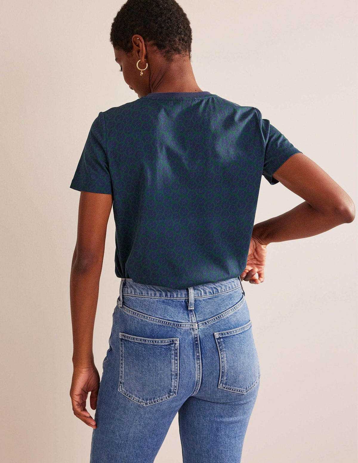 Printed Crew Neck T-shirt-Emerald Night, Reverie-3
