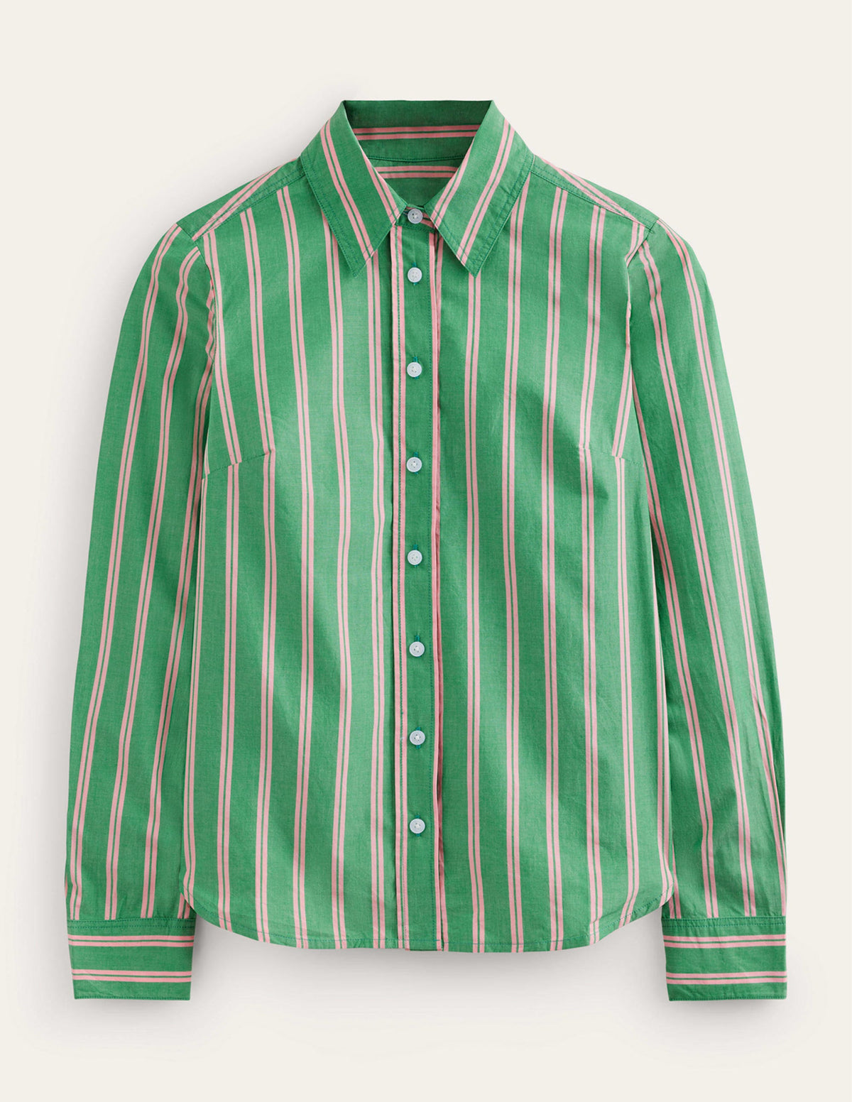 Sienna Cotton Shirt-Green and Pink Tram Stripe - Image 5