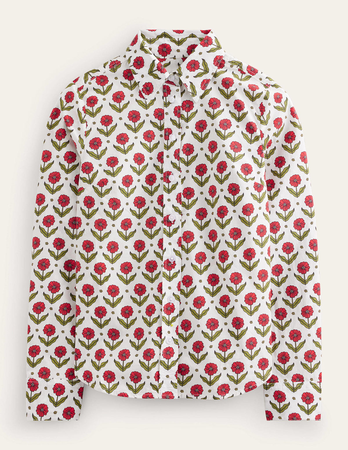 Sienna Cotton Shirt-Ivory, Daisy Foliage-8