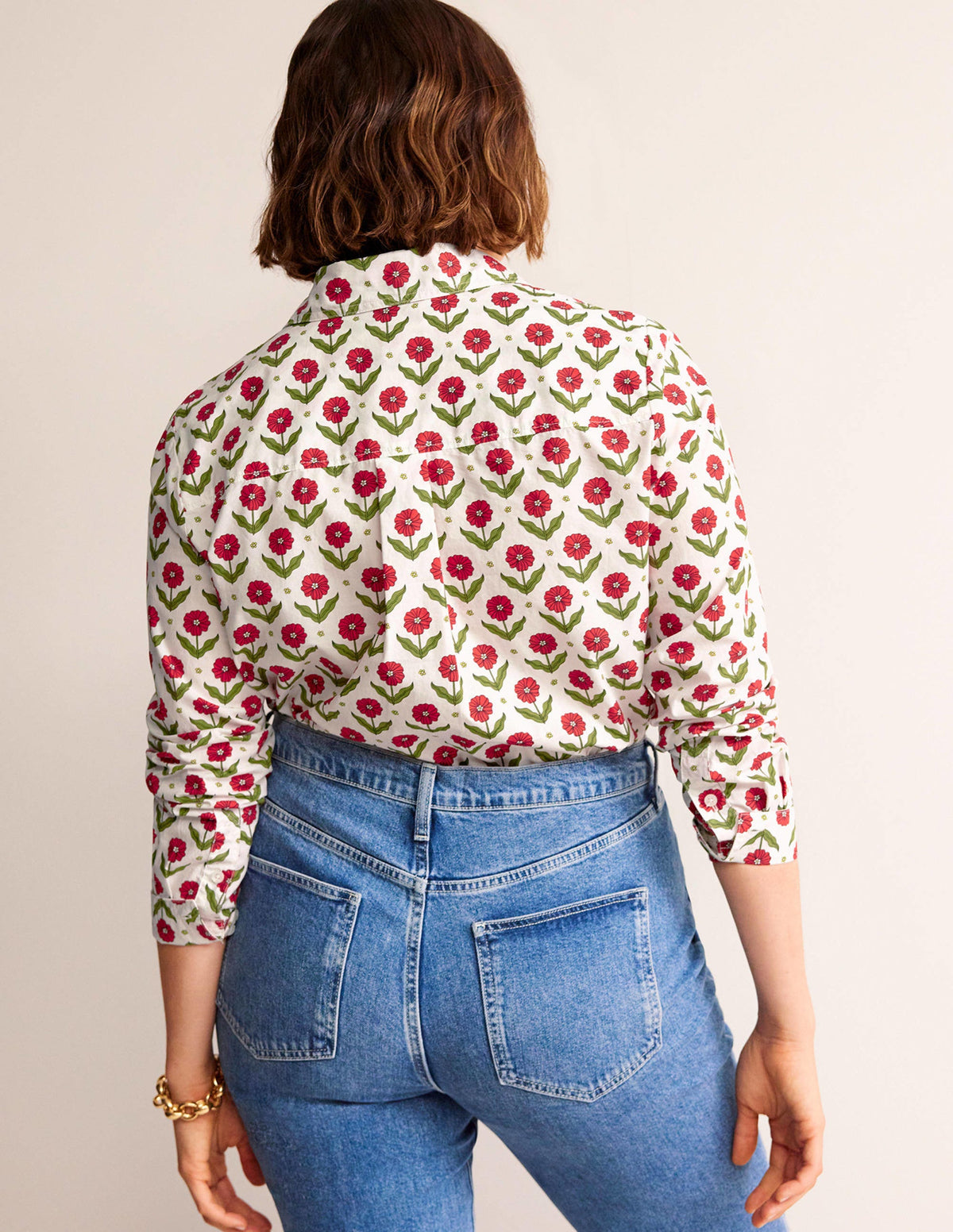 Sienna Cotton Shirt-Ivory, Daisy Foliage-7