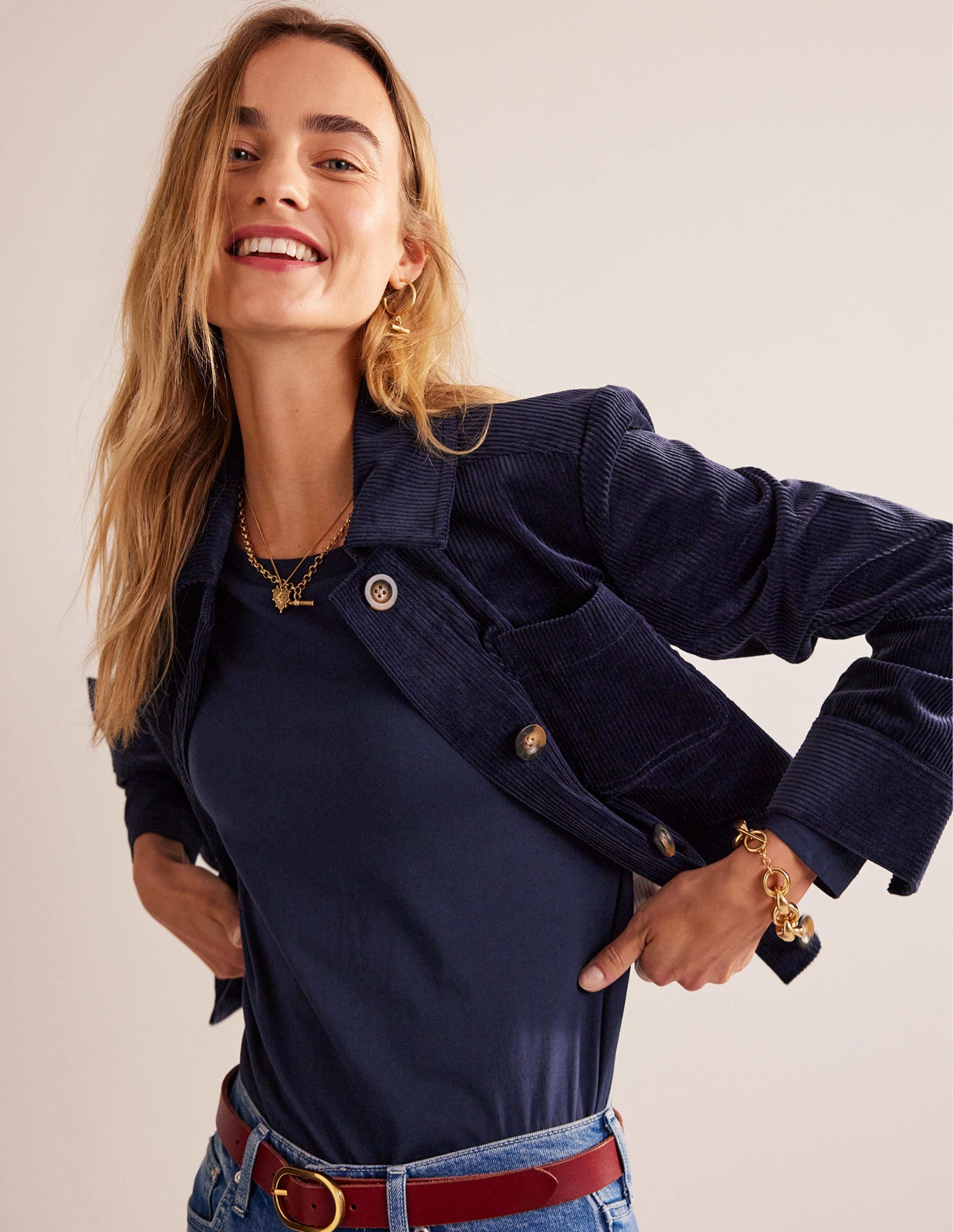 Pure Cotton Long Sleeve Top-Navy - Image 4