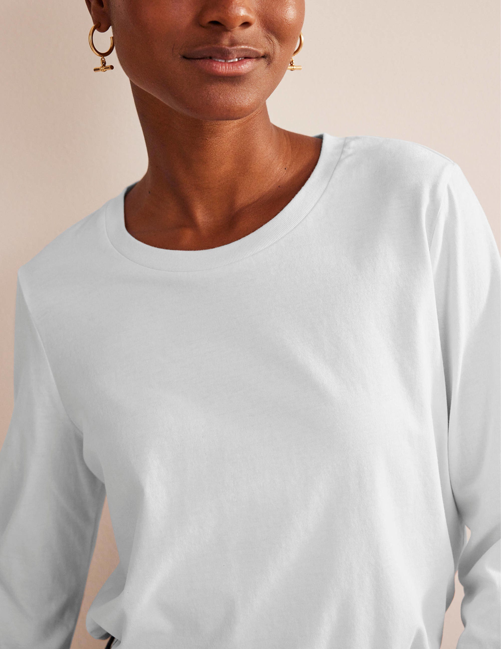 Pure Cotton Long Sleeve Top-White - Image 2