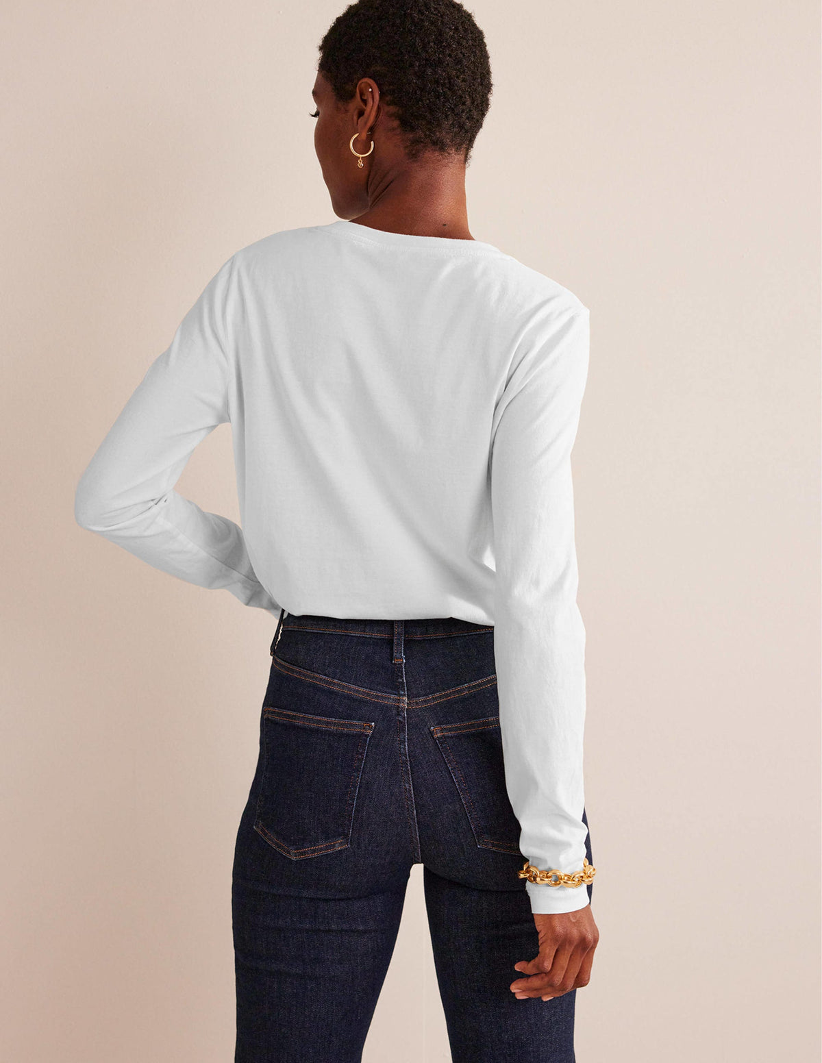Pure Cotton Long Sleeve Top-White - Image 3