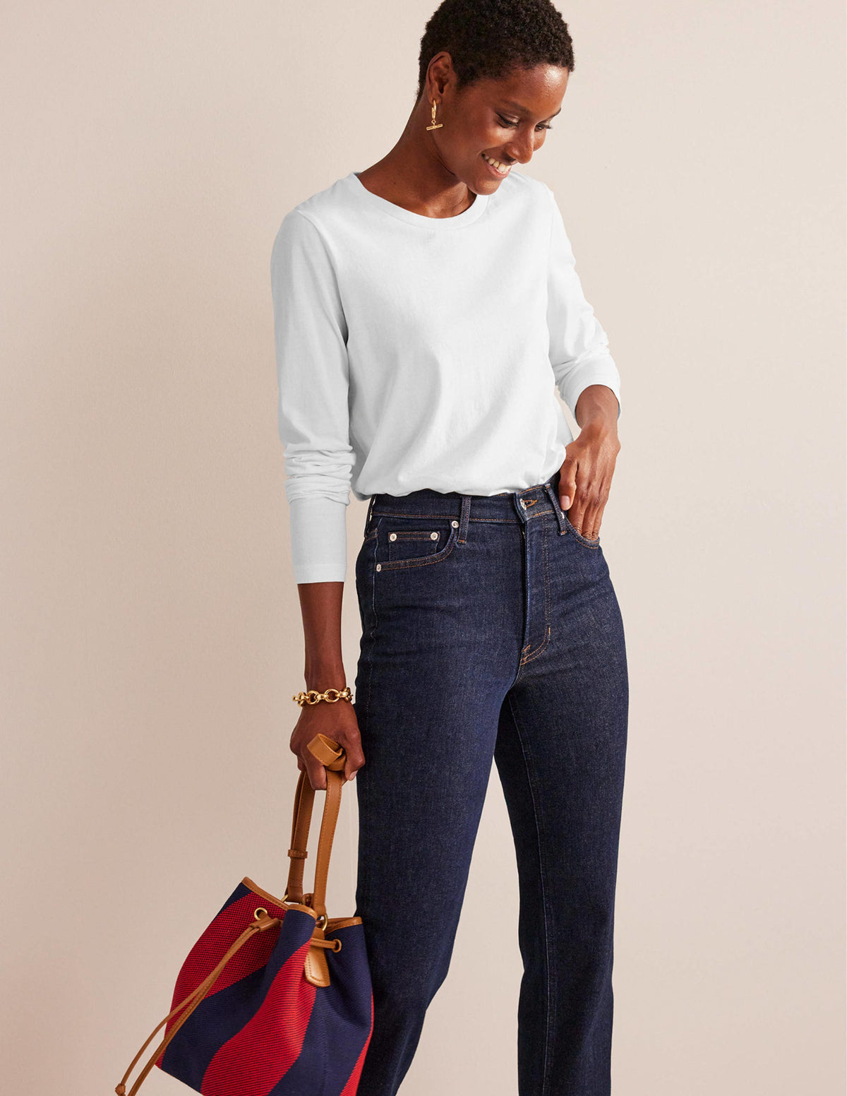 Pure Cotton Long Sleeve Top-White-4