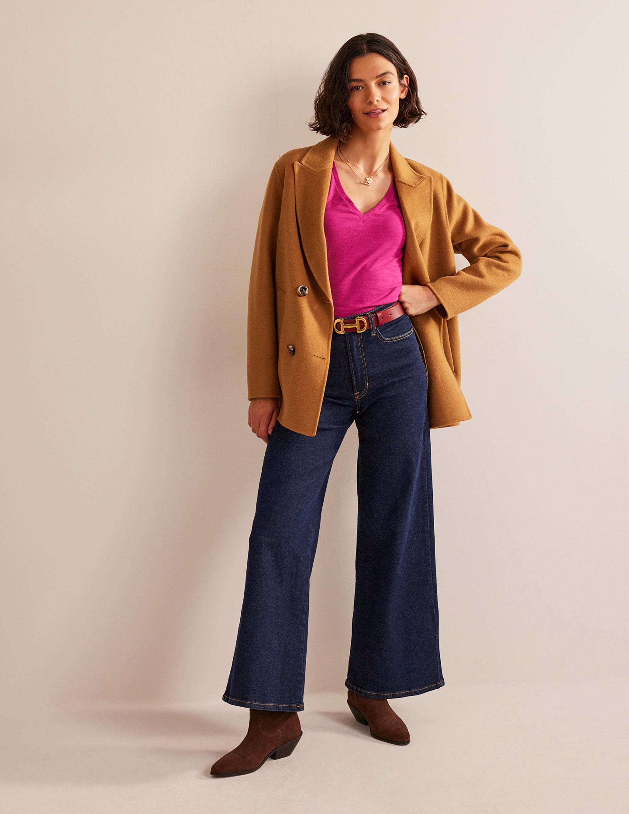 Cotton V-Neck Long Sleeve Top-Festival Fushsia - Image 4